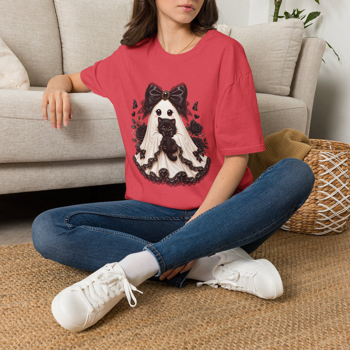 Lace Kitten Ghost Tee - Gildan