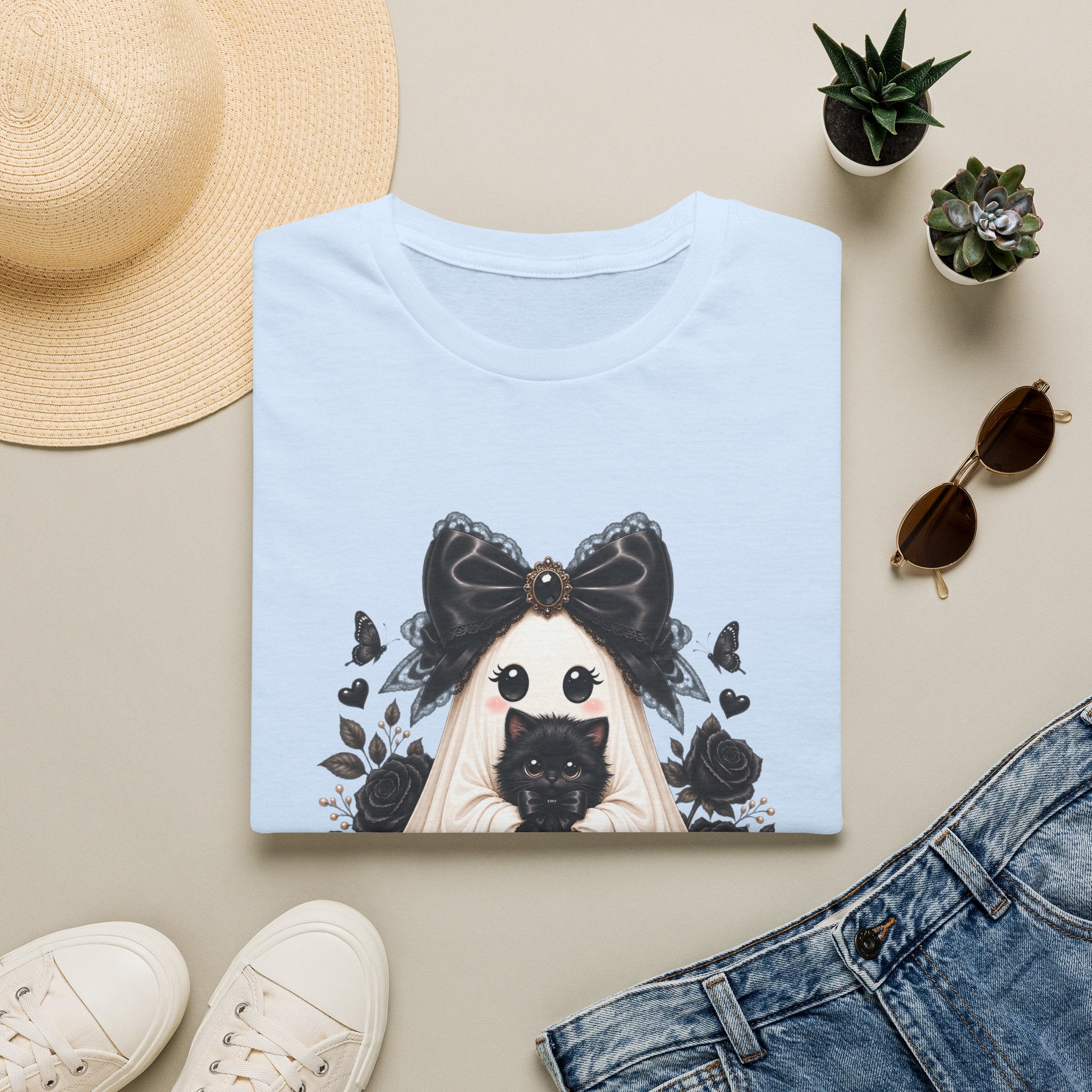 Lace Kitten Ghost Tee - Gildan
