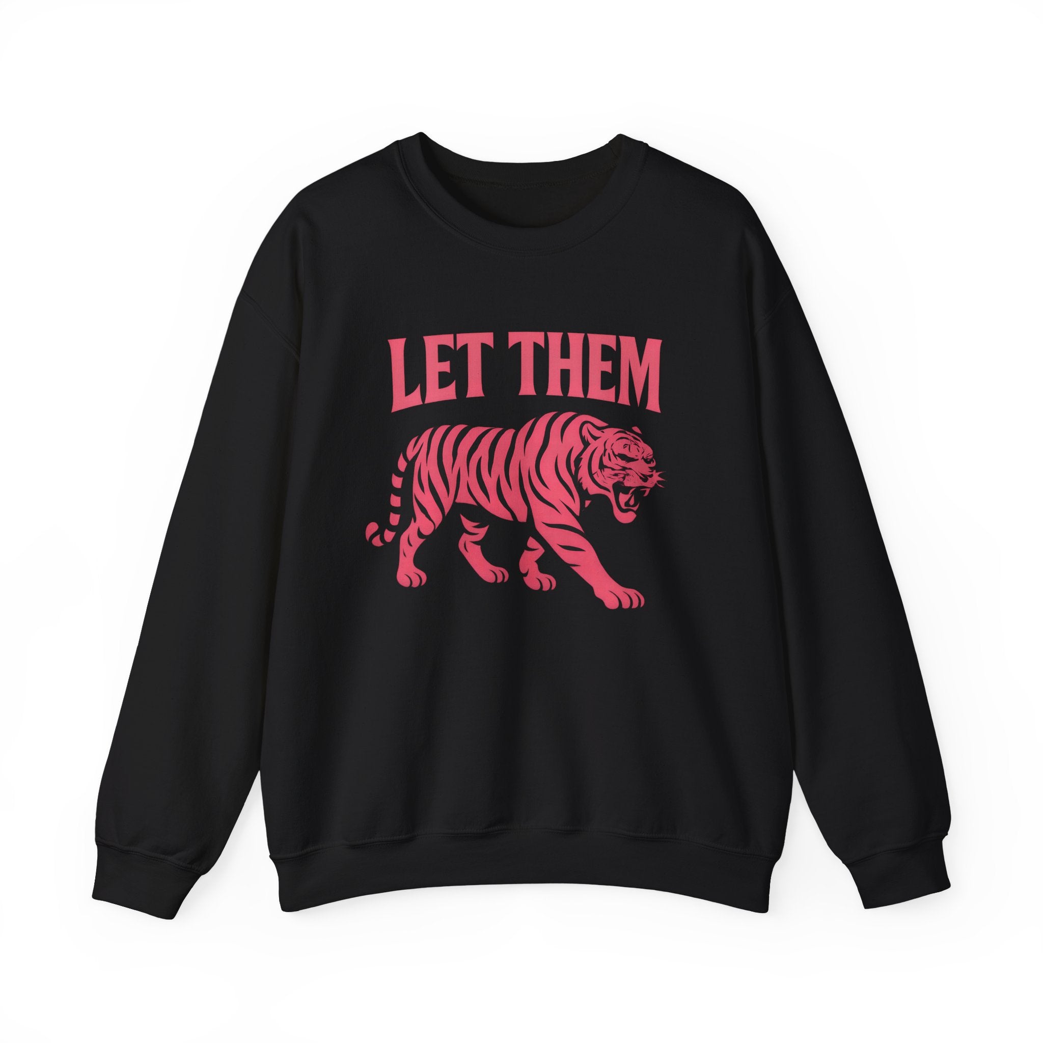 Let Them Tiger Crewneck Sweatshirt — Pink Graphic Tiger Pullover