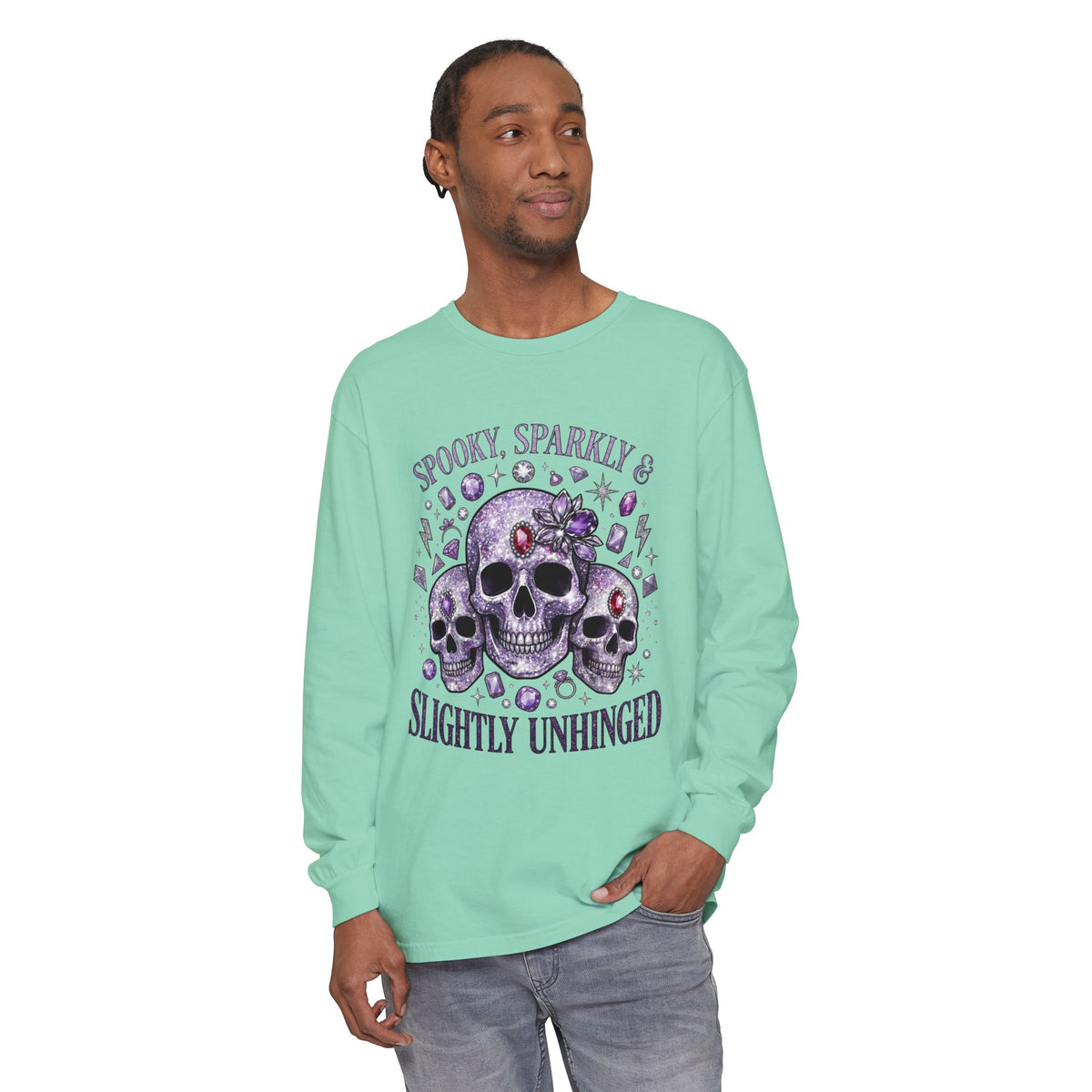 Spooky and Sparkly Long Sleeve Tee - Comfort Colors