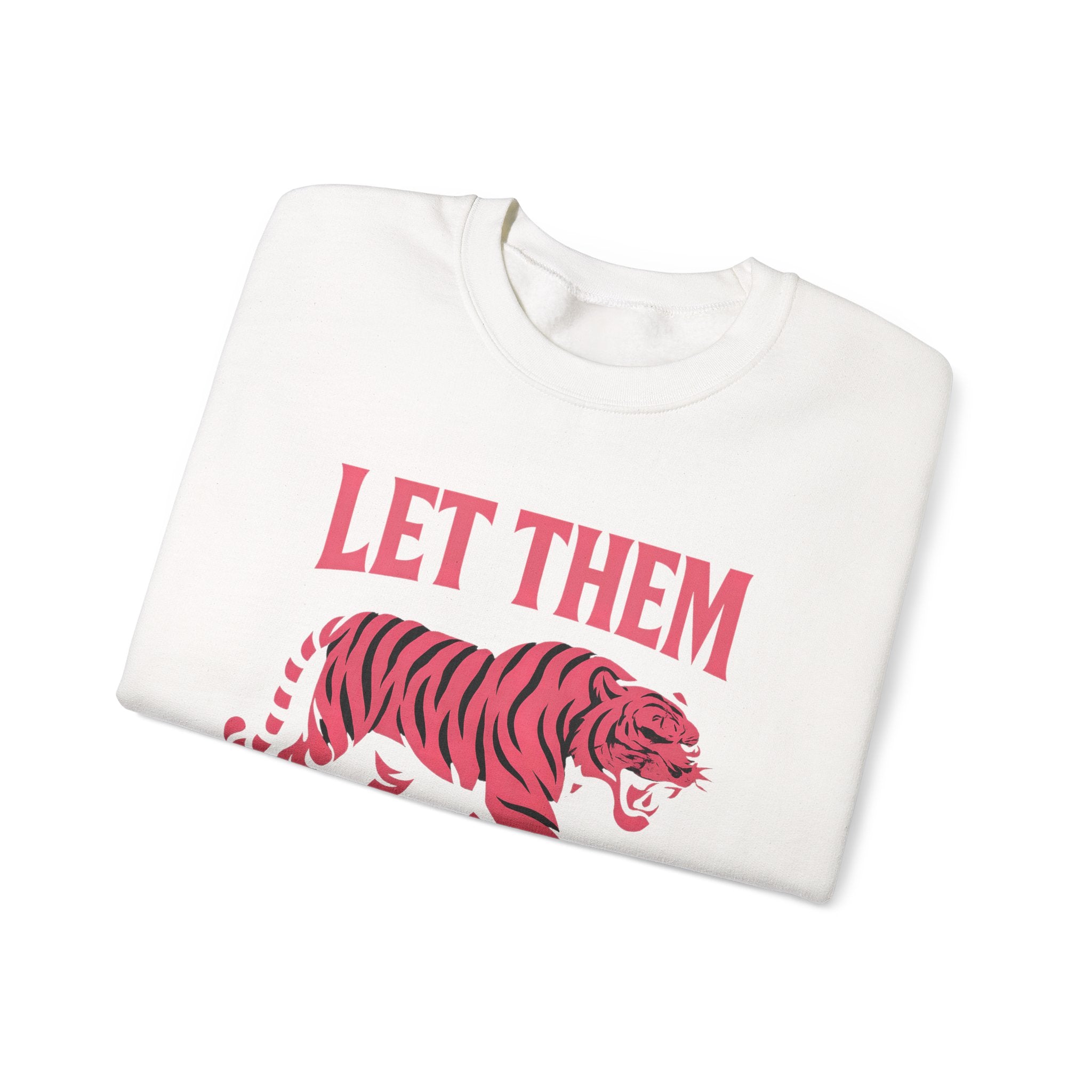 Let Them Tiger Crewneck Sweatshirt — Pink Graphic Tiger Pullover