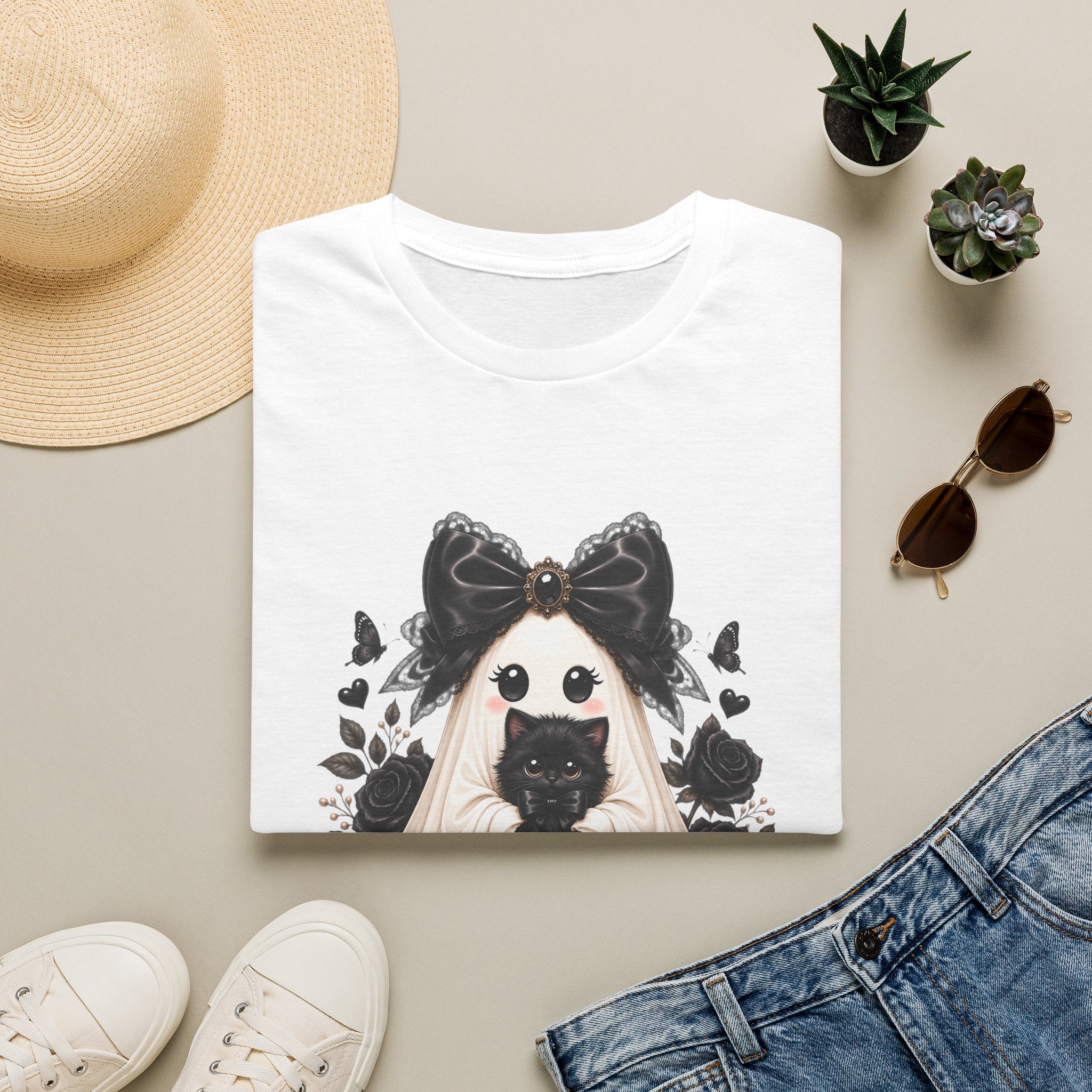 Lace Kitten Ghost Tee - Gildan