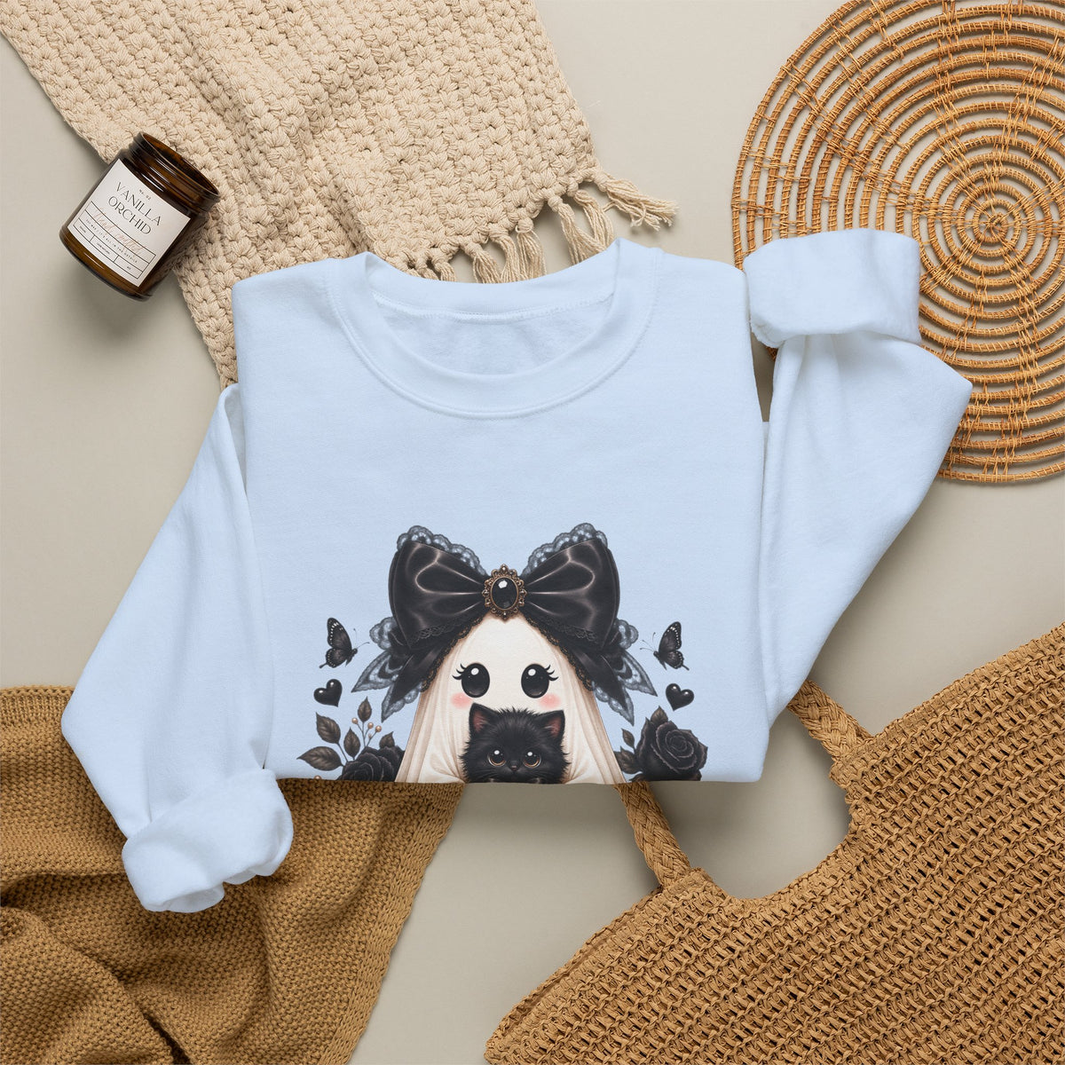 Lace Kitten Ghost Sweatshirt - Gildan
