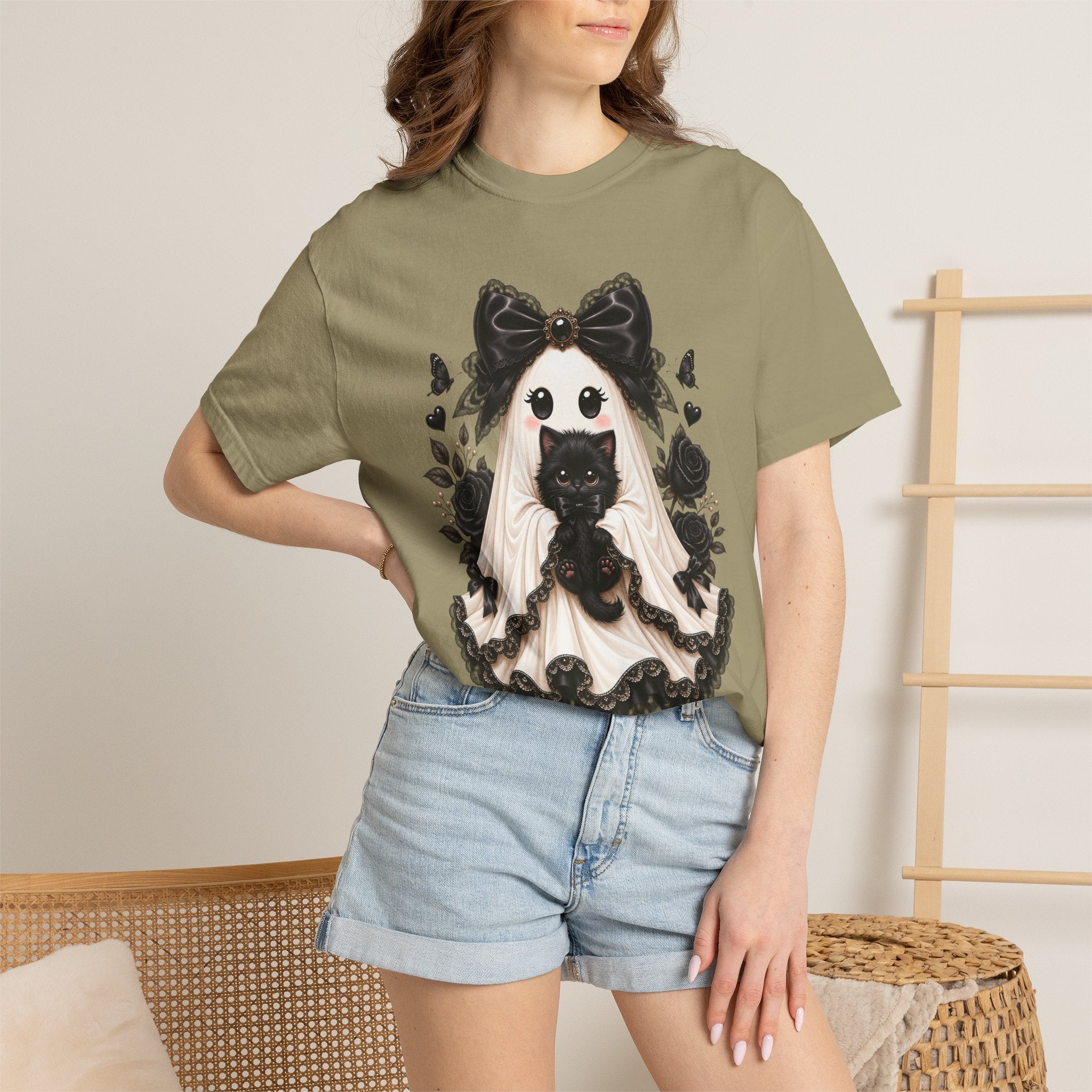 Lace Kitten Ghost Tee - Comfort Colors
