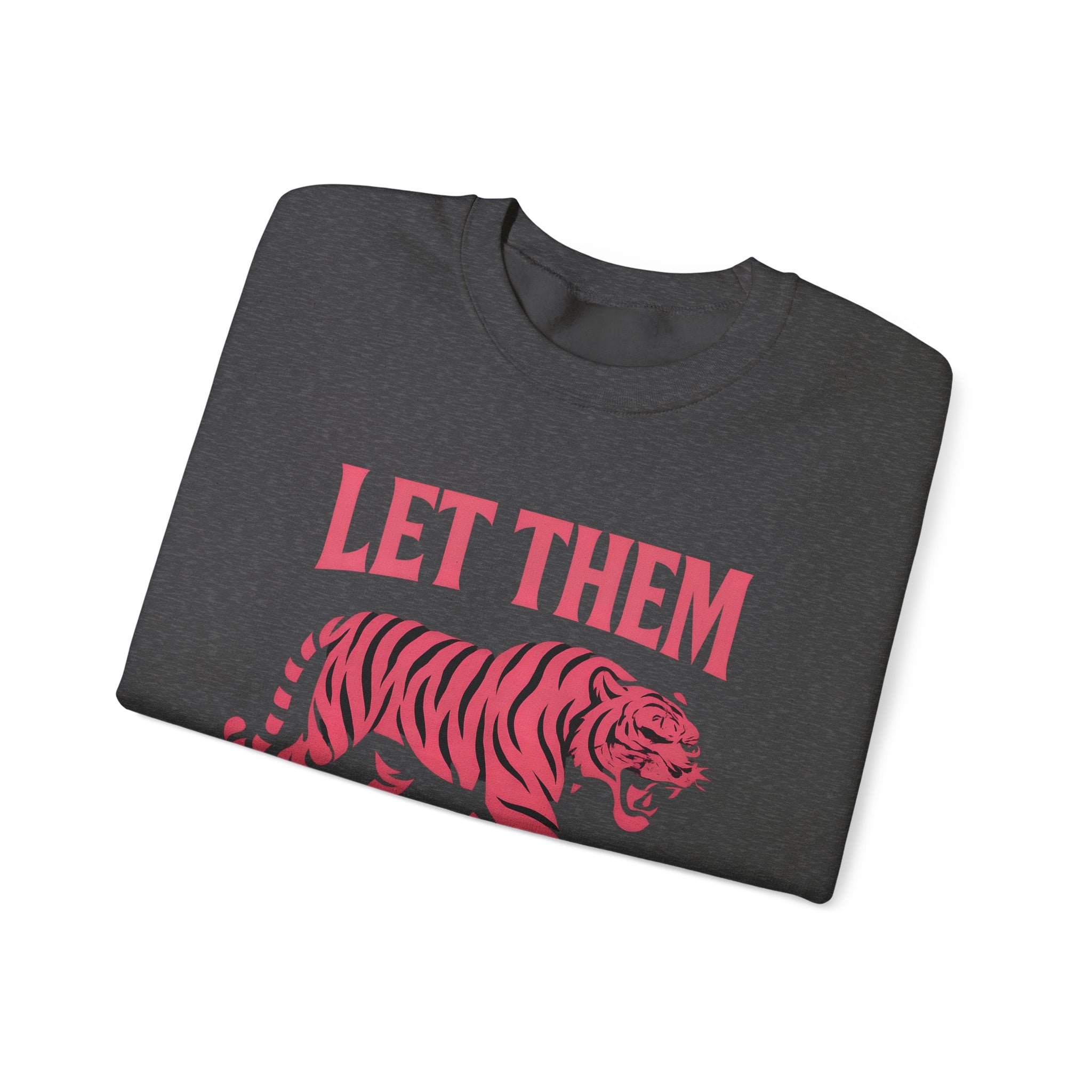 Let Them Tiger Crewneck Sweatshirt — Pink Graphic Tiger Pullover
