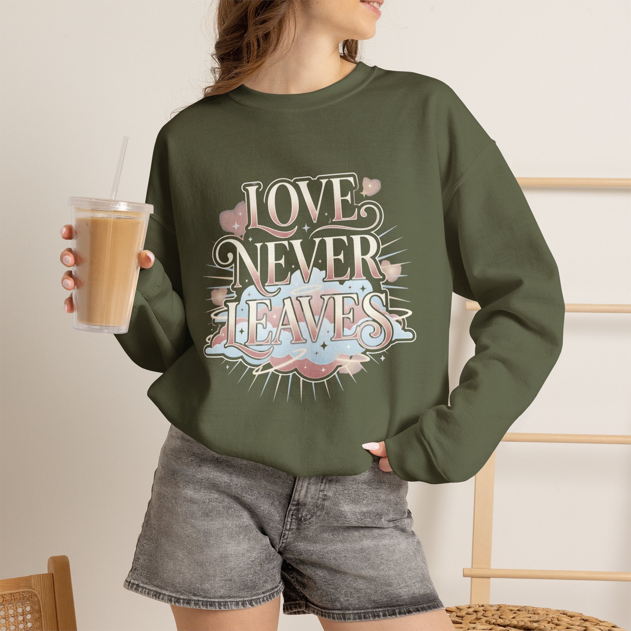 Love Never Leaves Sweatshirt - Gildan