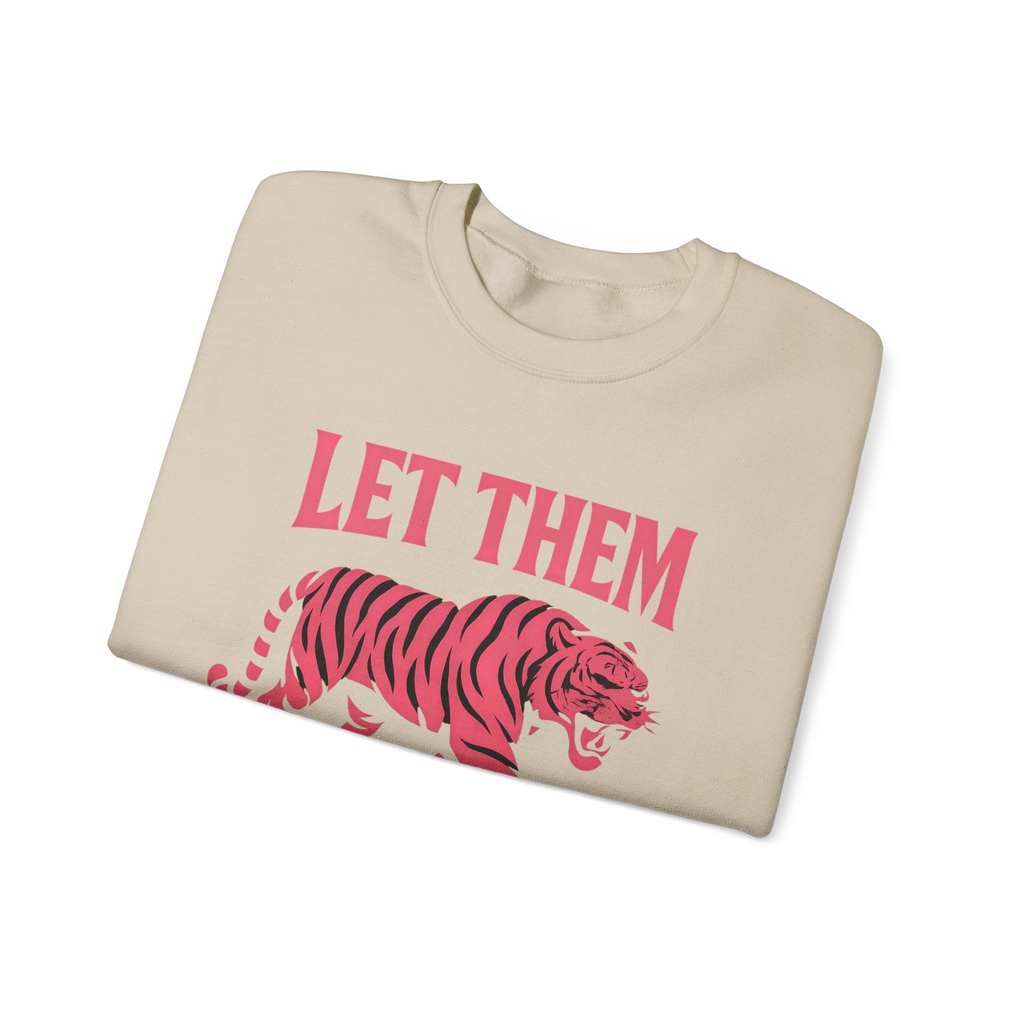 Let Them Tiger Crewneck Sweatshirt — Pink Graphic Tiger Pullover