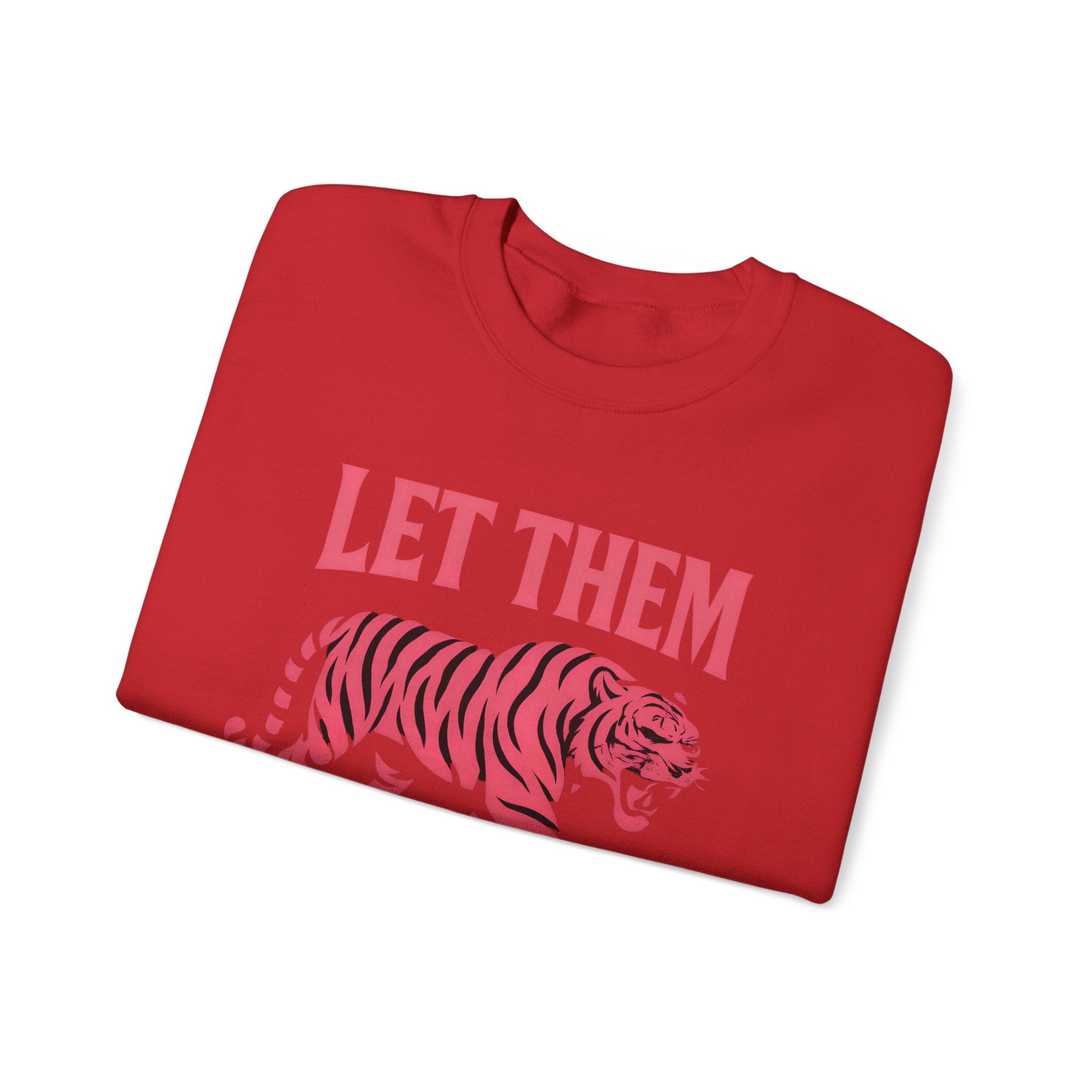 Let Them Tiger Crewneck Sweatshirt — Pink Graphic Tiger Pullover