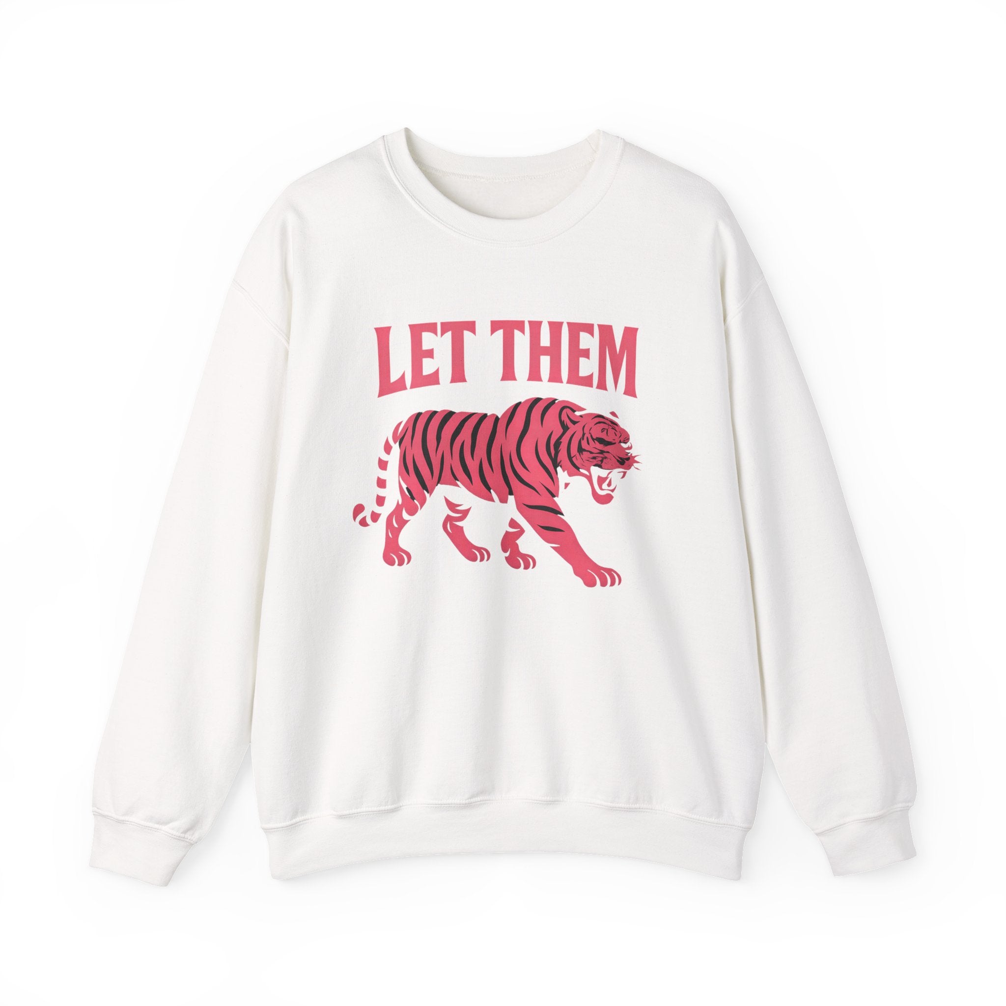 Let Them Tiger Crewneck Sweatshirt — Pink Graphic Tiger Pullover