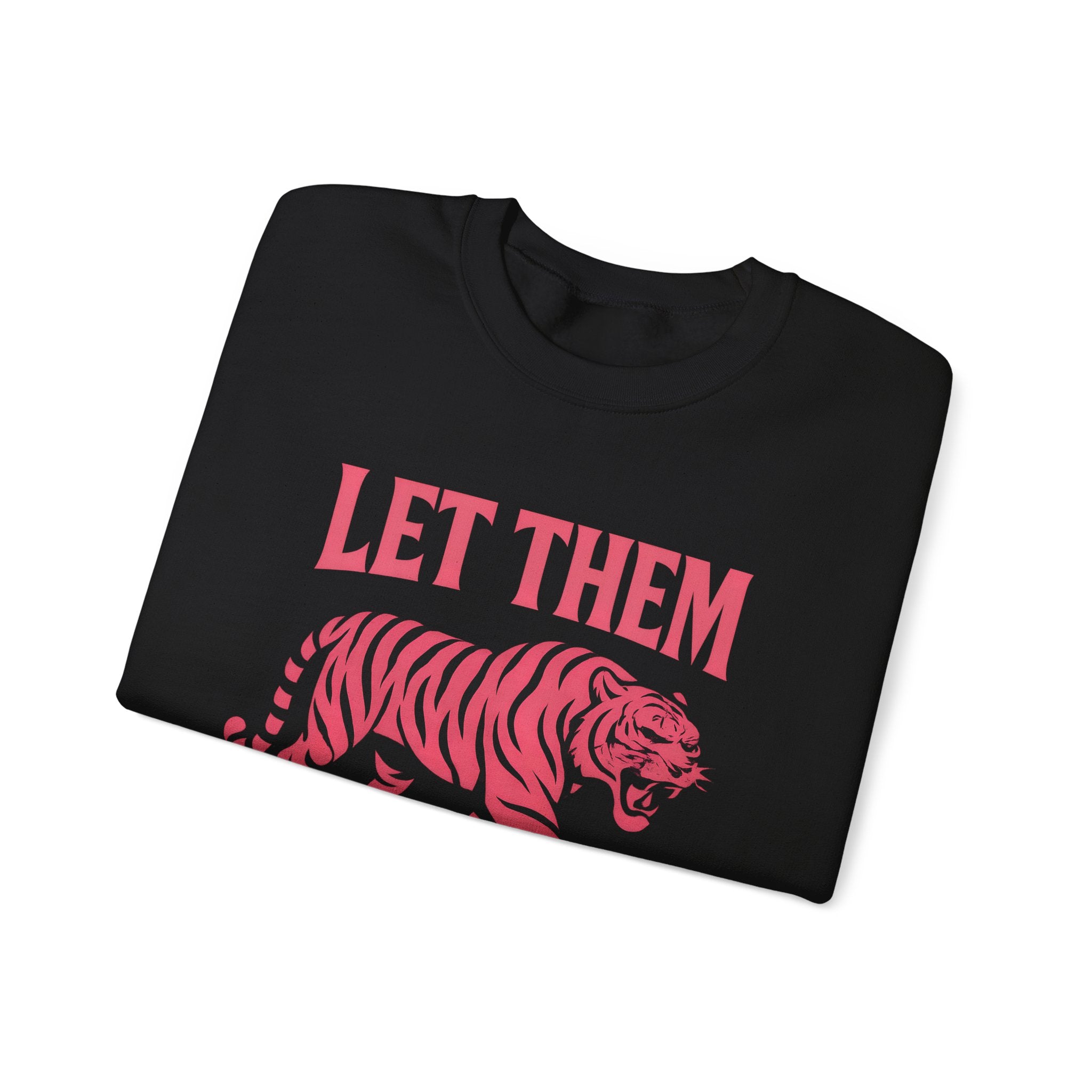 Let Them Tiger Crewneck Sweatshirt — Pink Graphic Tiger Pullover