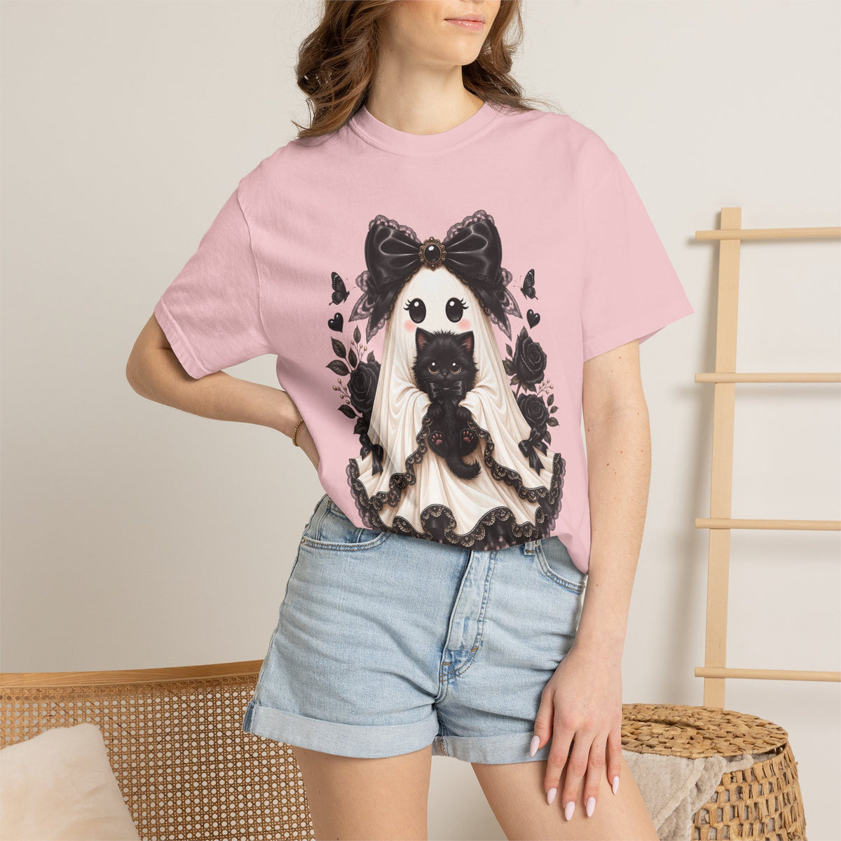 Lace Kitten Ghost Tee - Comfort Colors