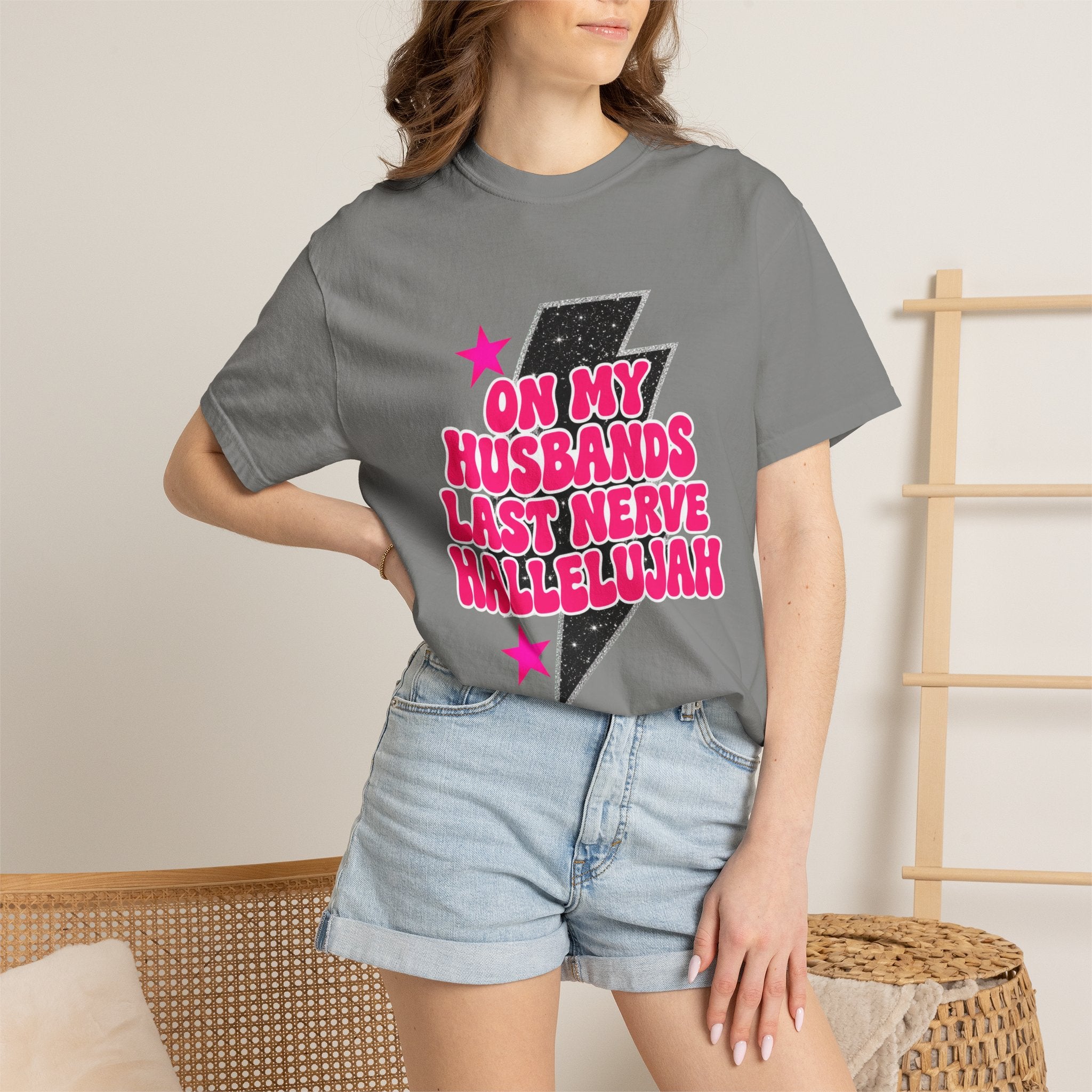 On My Husbands Last Nerve Hallelujah Tee - Comfort Colors