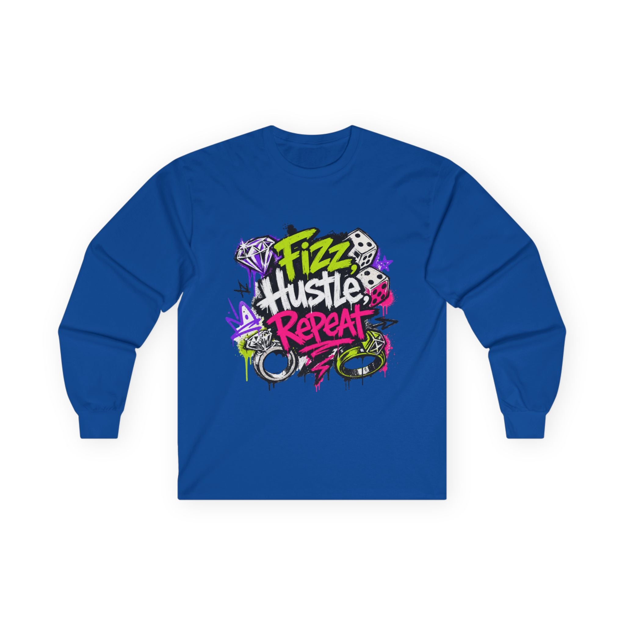 Fizz Hustle Repeat Long Sleeve Tee - Gildan