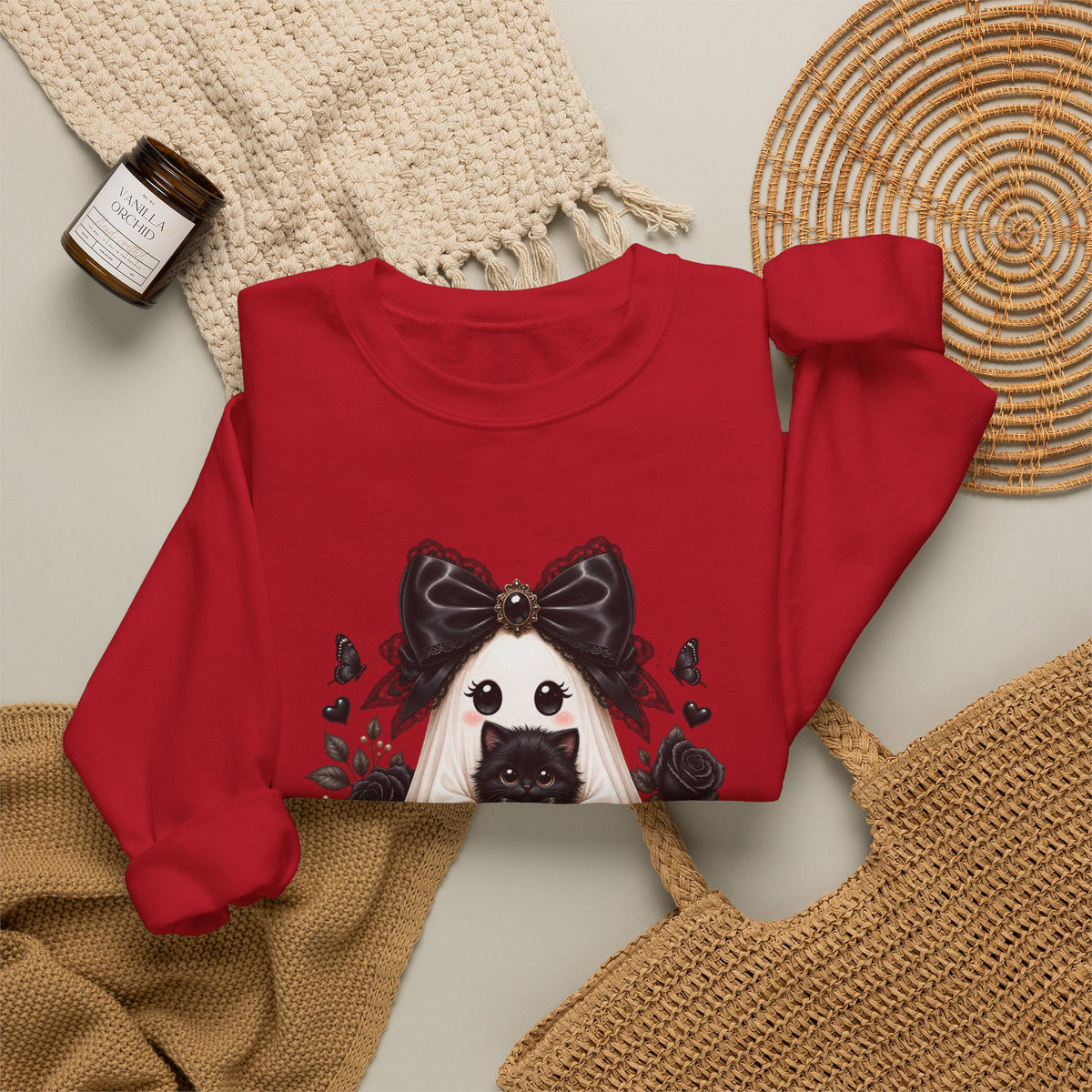 Lace Kitten Ghost Sweatshirt - Gildan