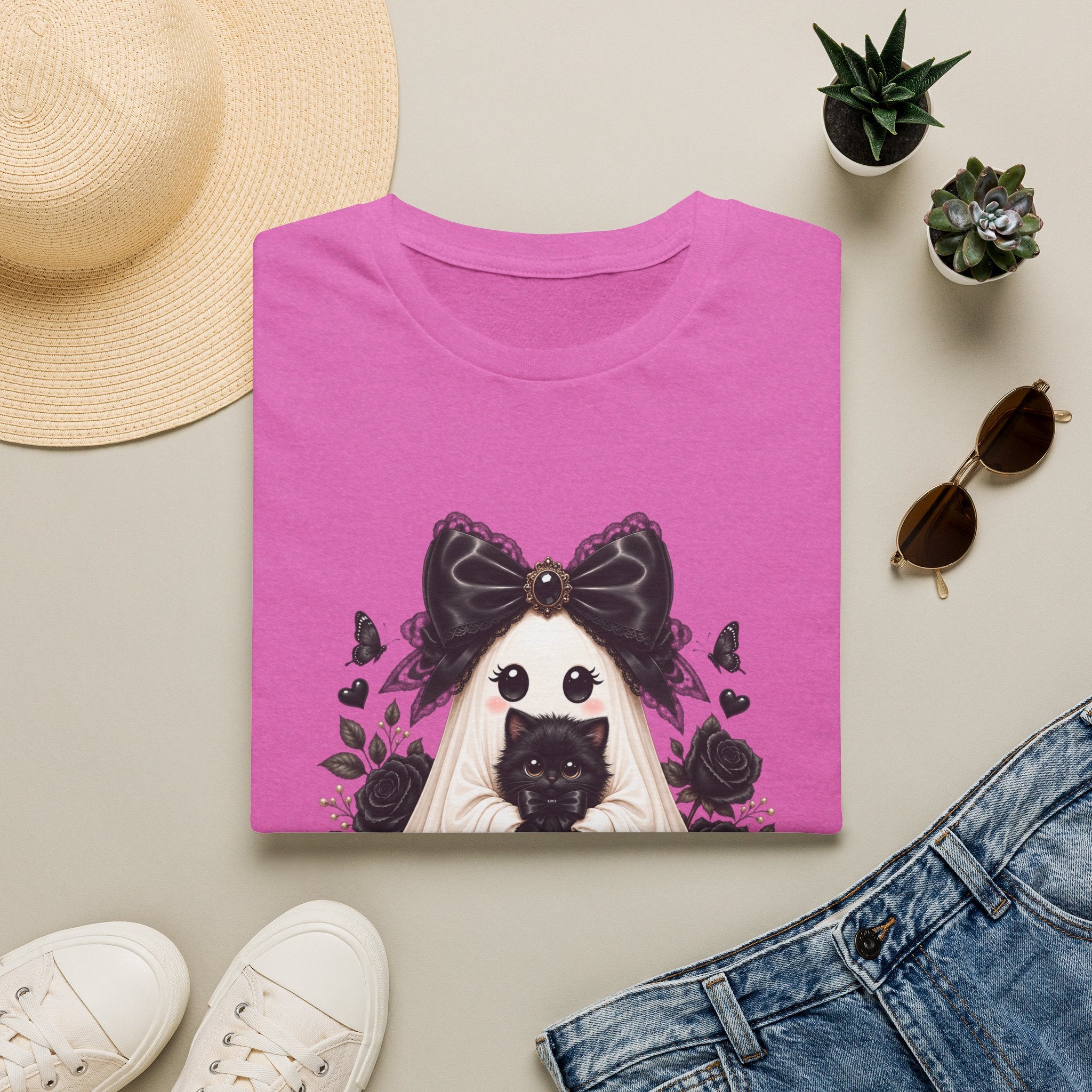 Lace Kitten Ghost Tee - Gildan