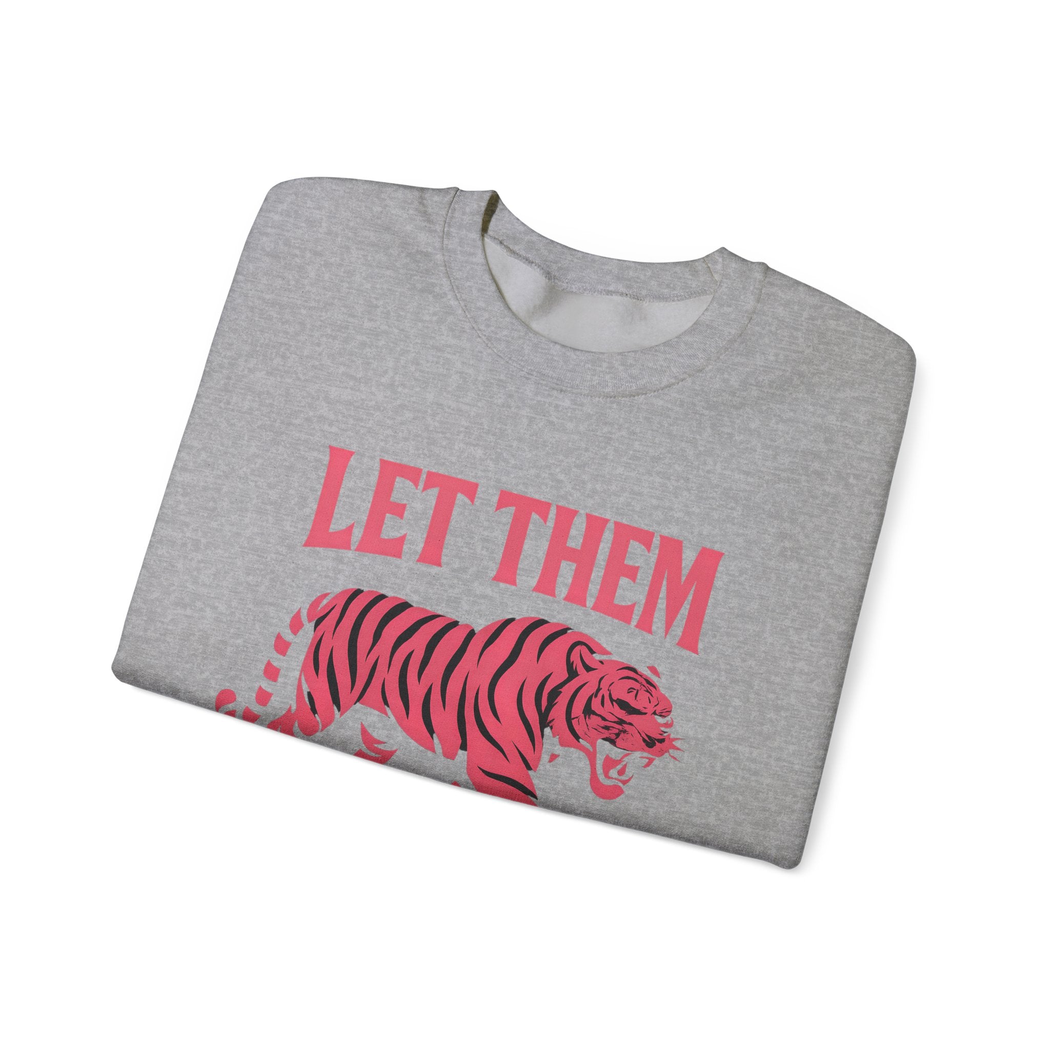 Let Them Tiger Crewneck Sweatshirt — Pink Graphic Tiger Pullover