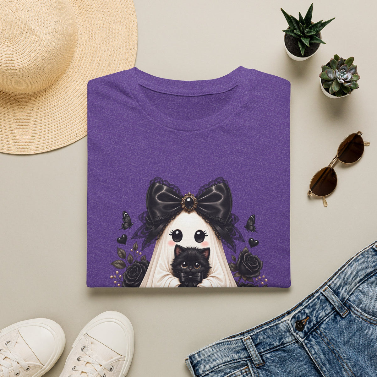 Lace Kitten Ghost Tee - Gildan