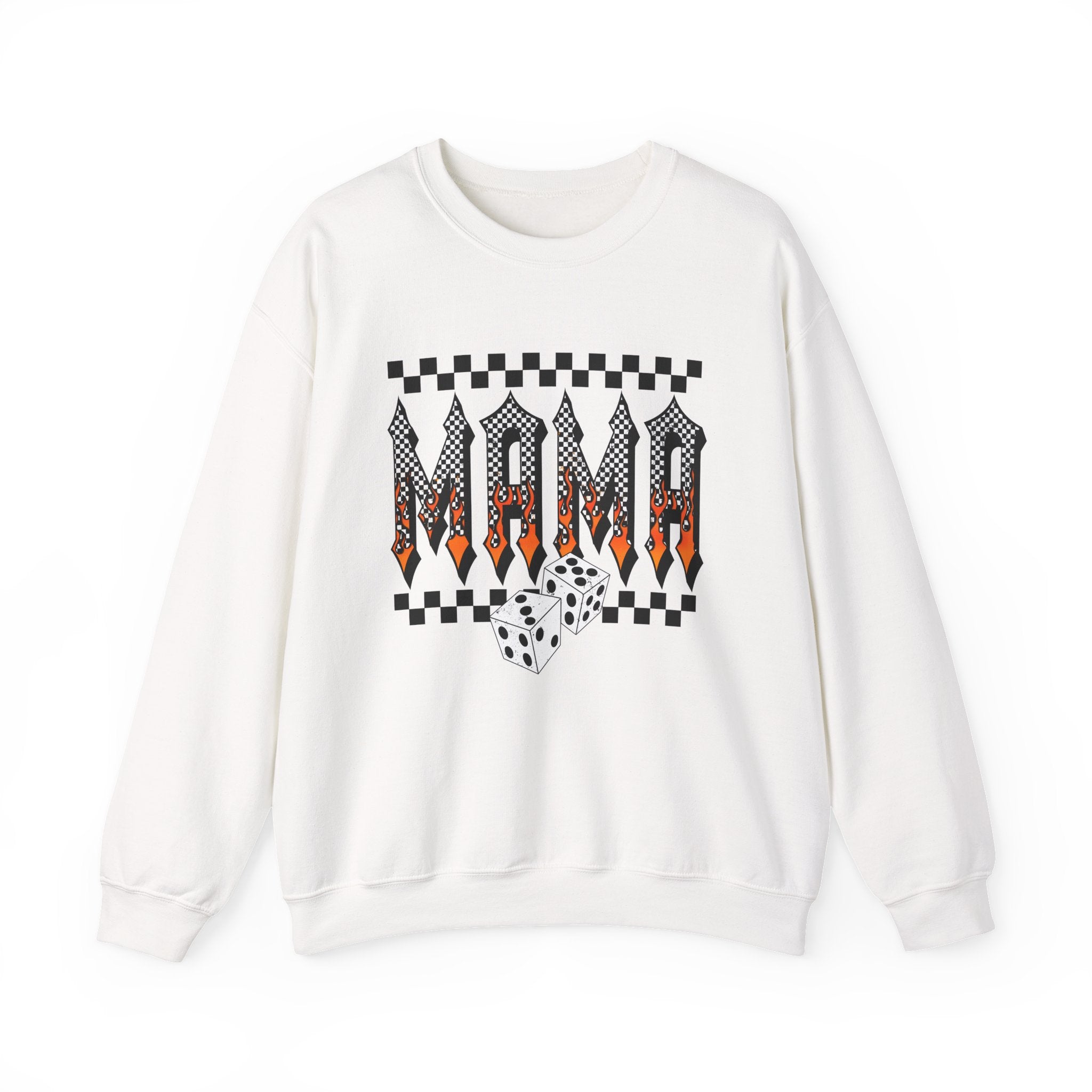 Mama Dice Graphic Sweatshirt – Checkerboard Rocker Mom Crewneck