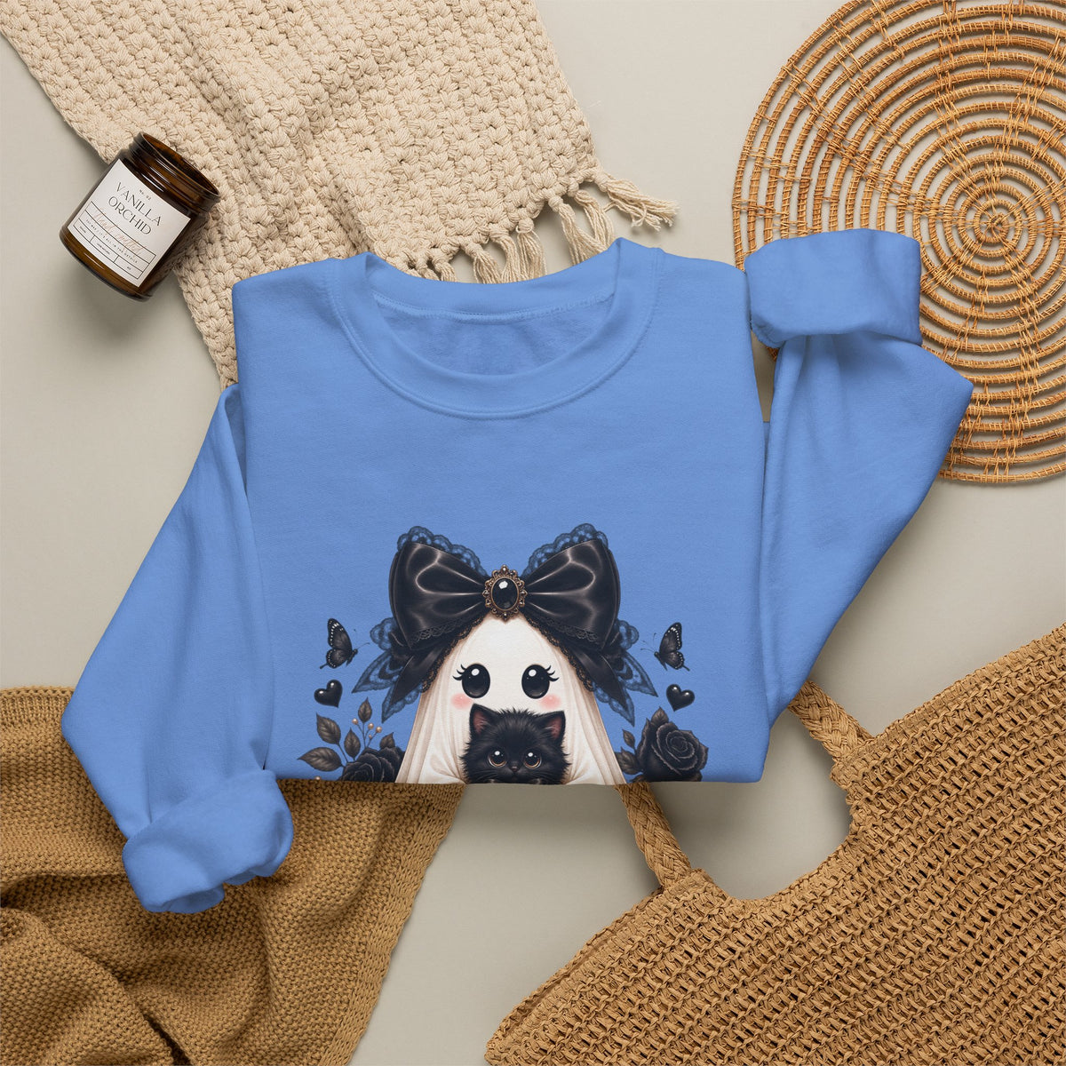 Lace Kitten Ghost Sweatshirt - Gildan