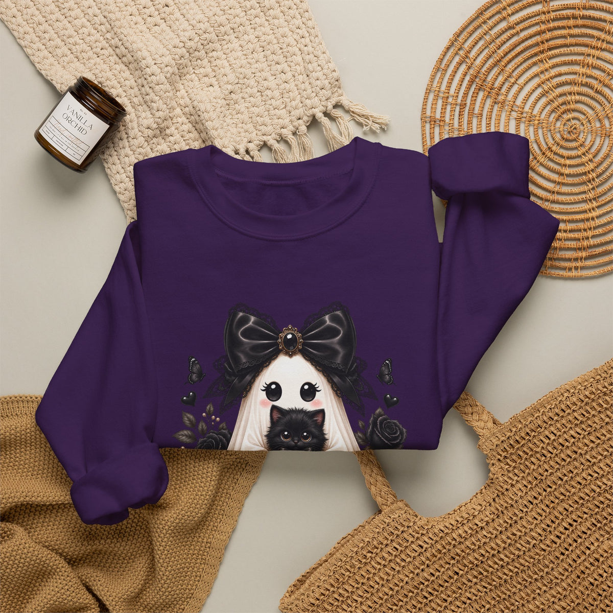 Lace Kitten Ghost Sweatshirt - Gildan