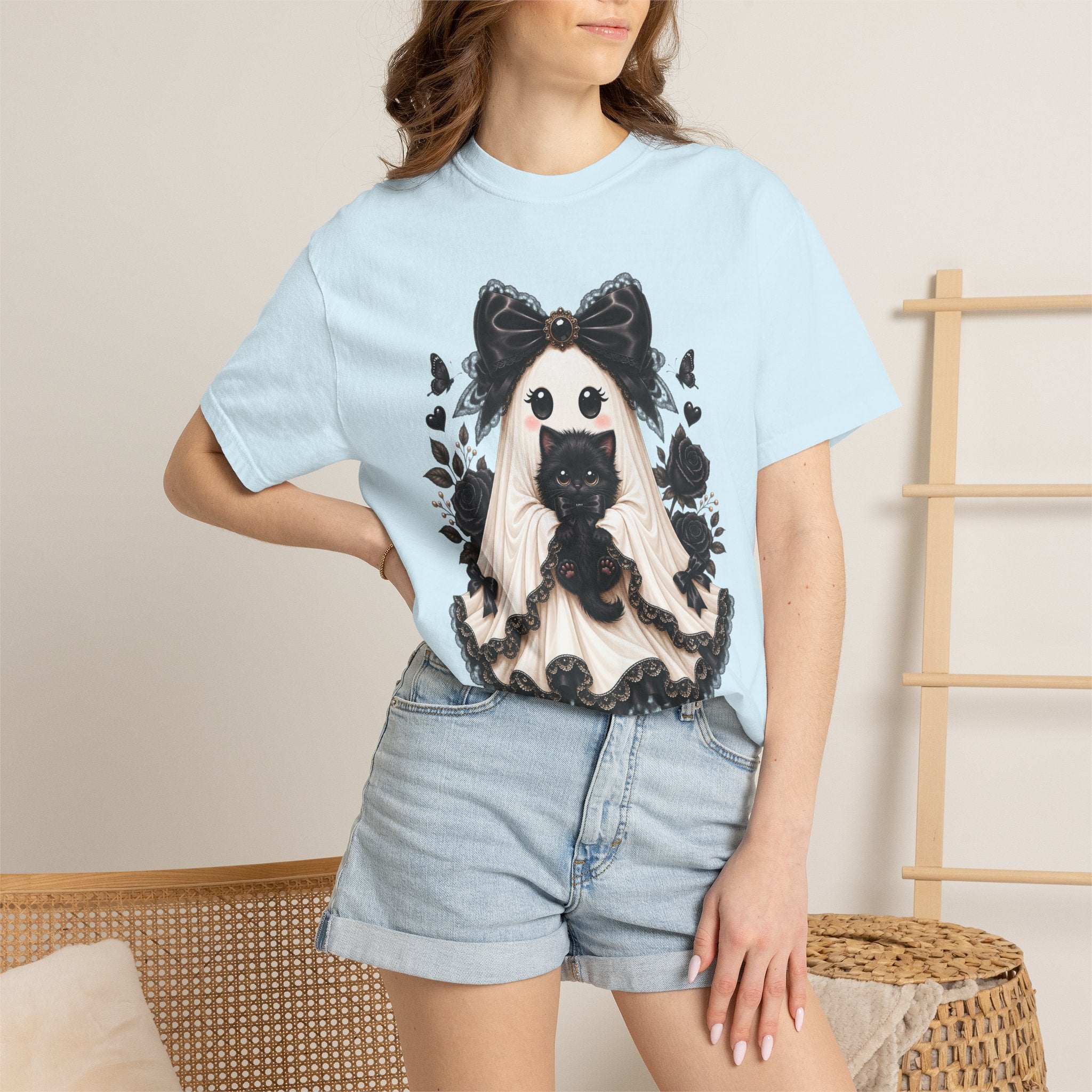 Lace Kitten Ghost Tee - Comfort Colors