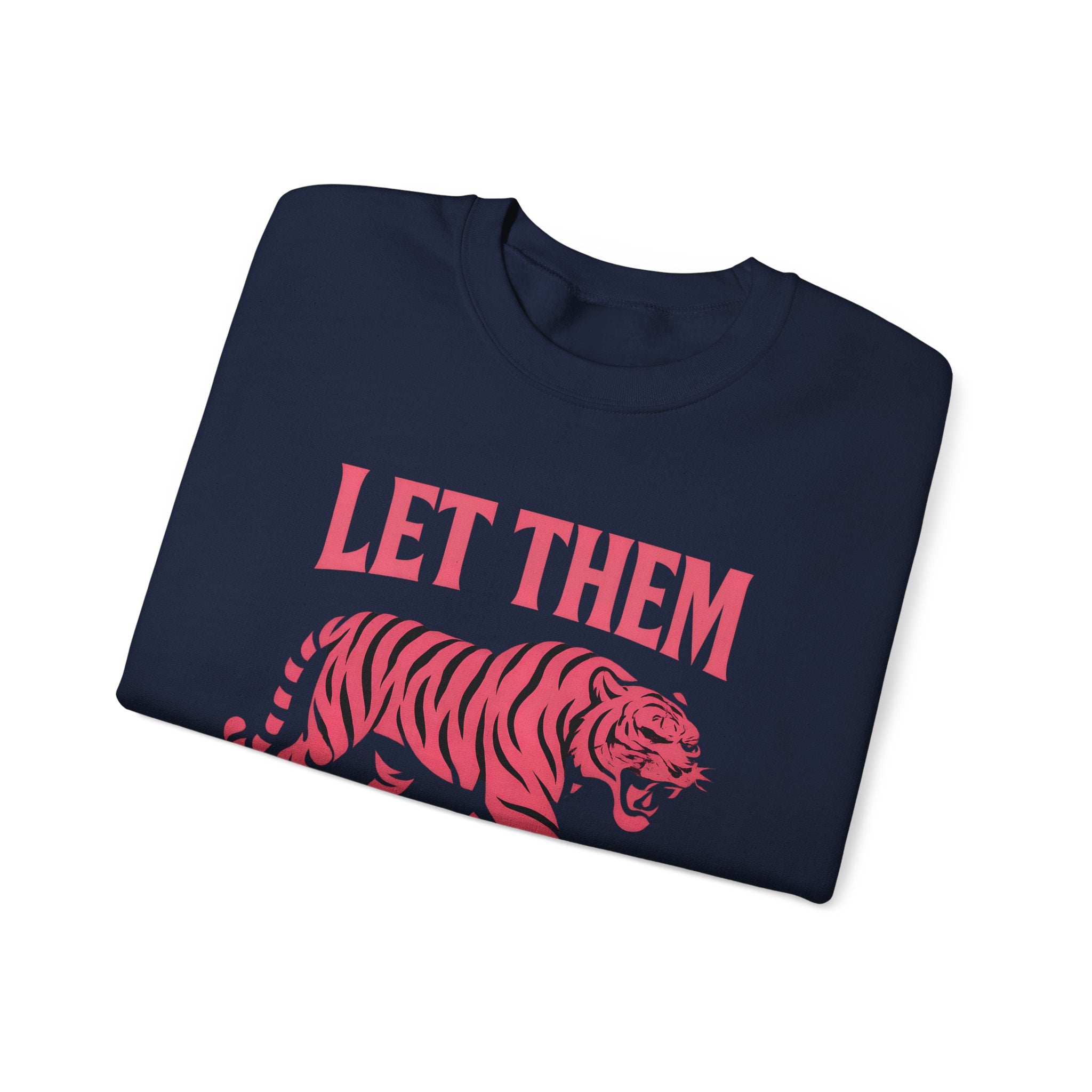 Let Them Tiger Crewneck Sweatshirt — Pink Graphic Tiger Pullover
