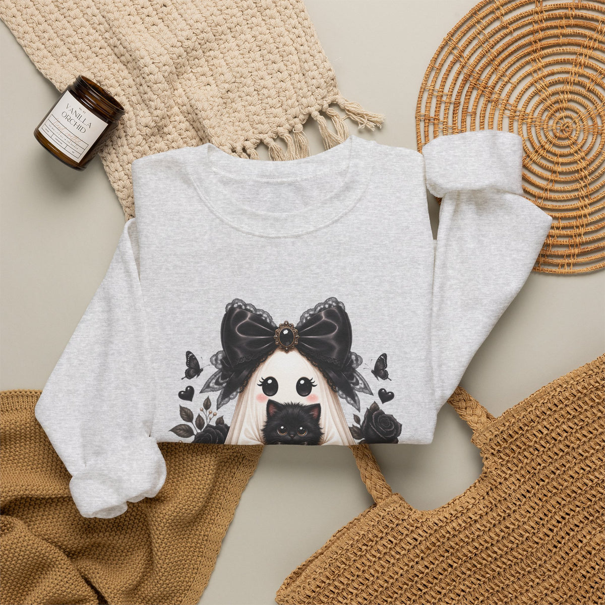 Lace Kitten Ghost Sweatshirt - Gildan