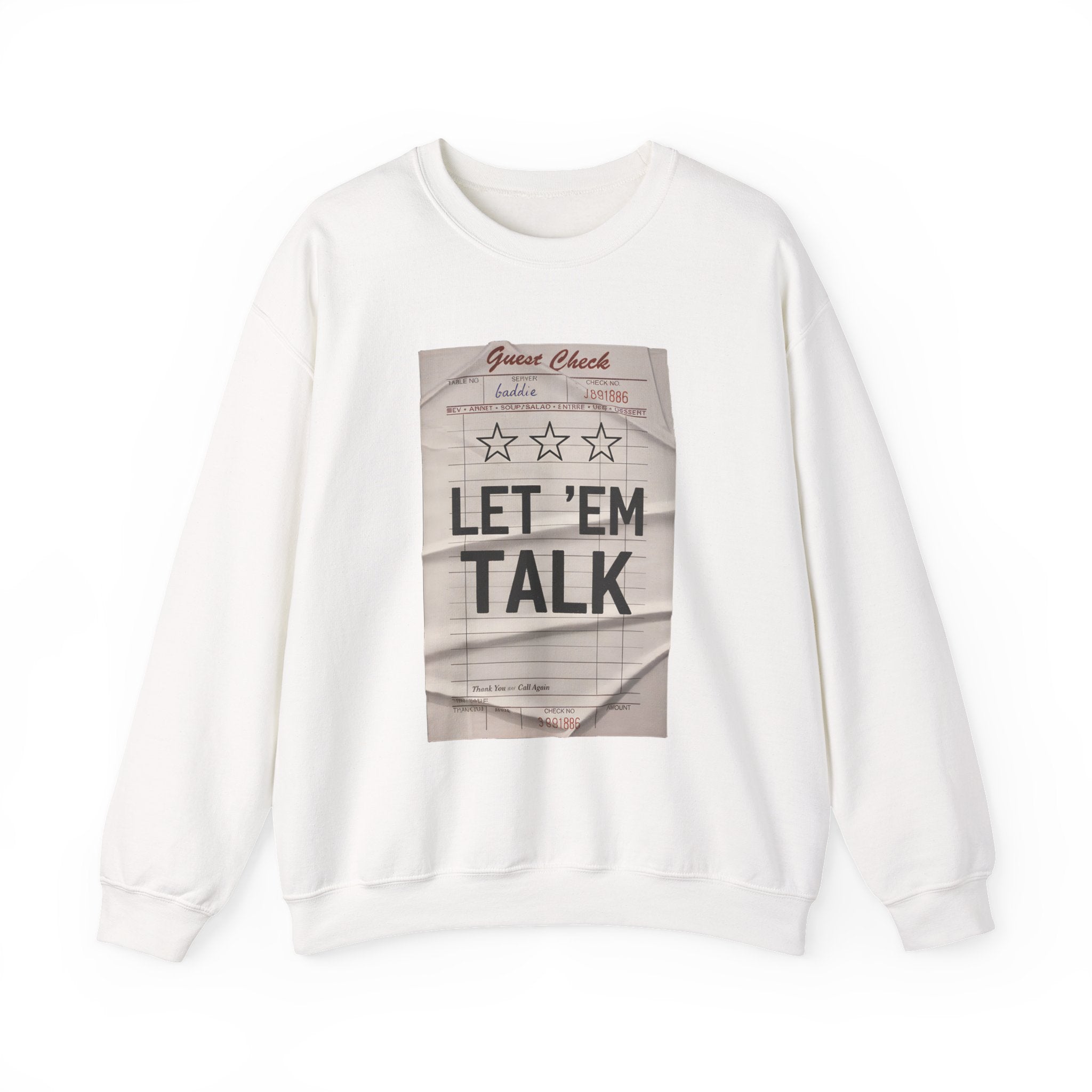 Crewneck Sweatshirt - 'Let 'Em Talk' Vintage Check Graphic