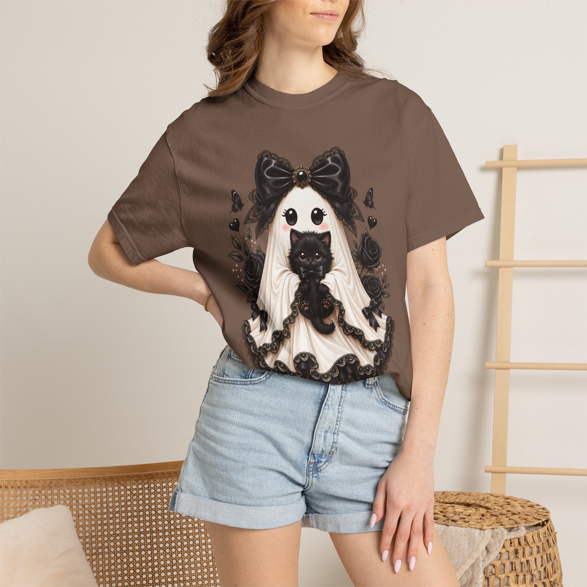 Lace Kitten Ghost Tee - Comfort Colors