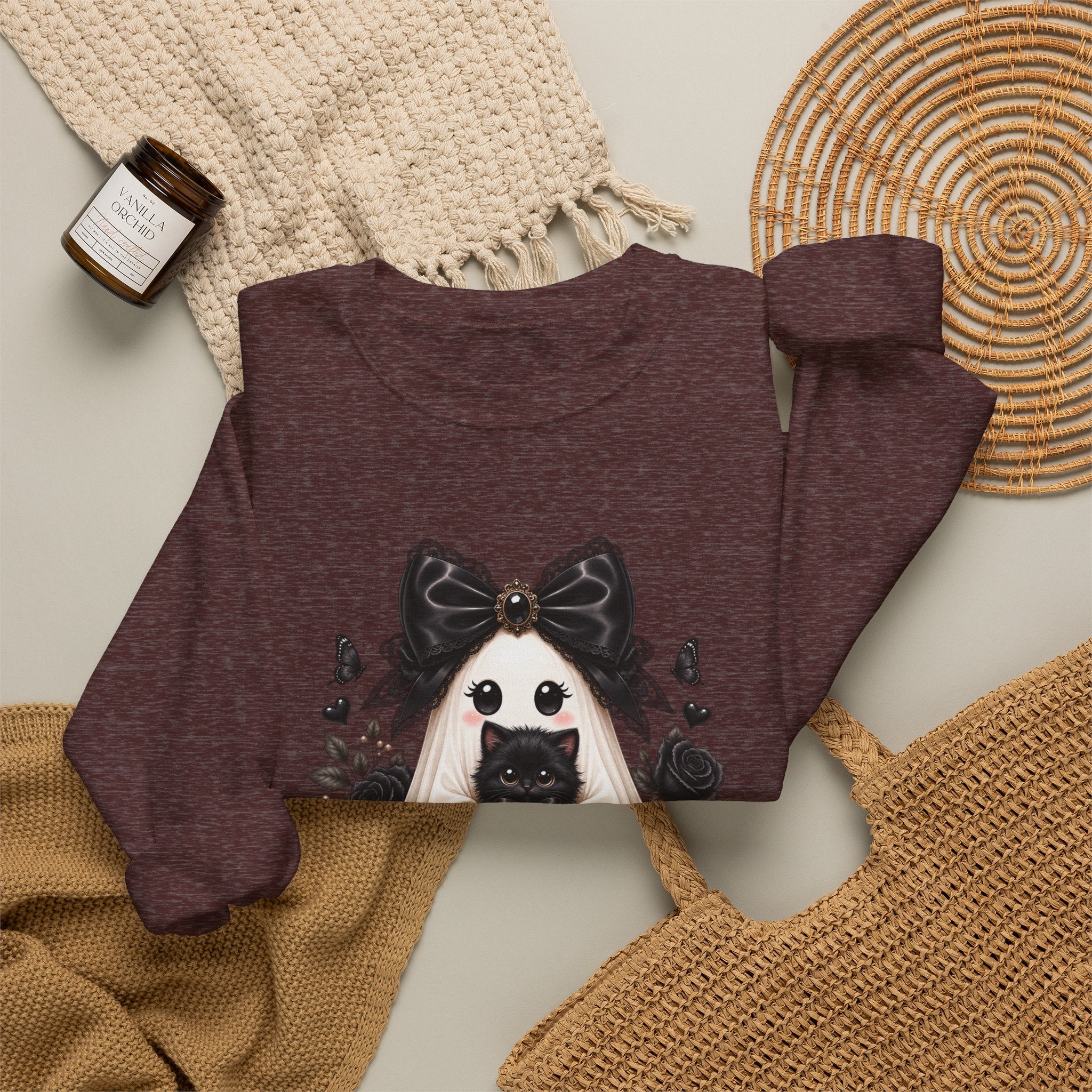 Lace Kitten Ghost Sweatshirt - Gildan