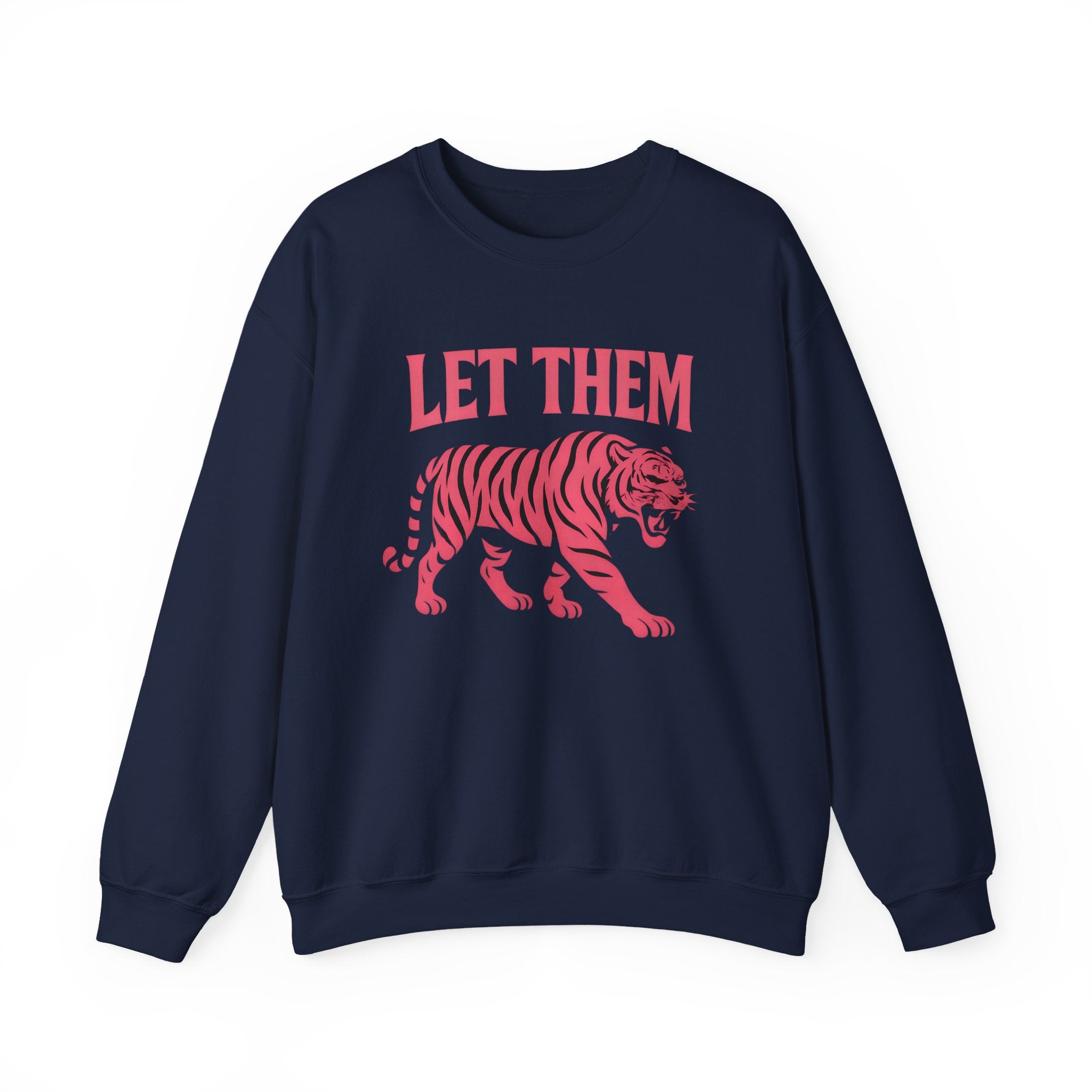 Let Them Tiger Crewneck Sweatshirt — Pink Graphic Tiger Pullover