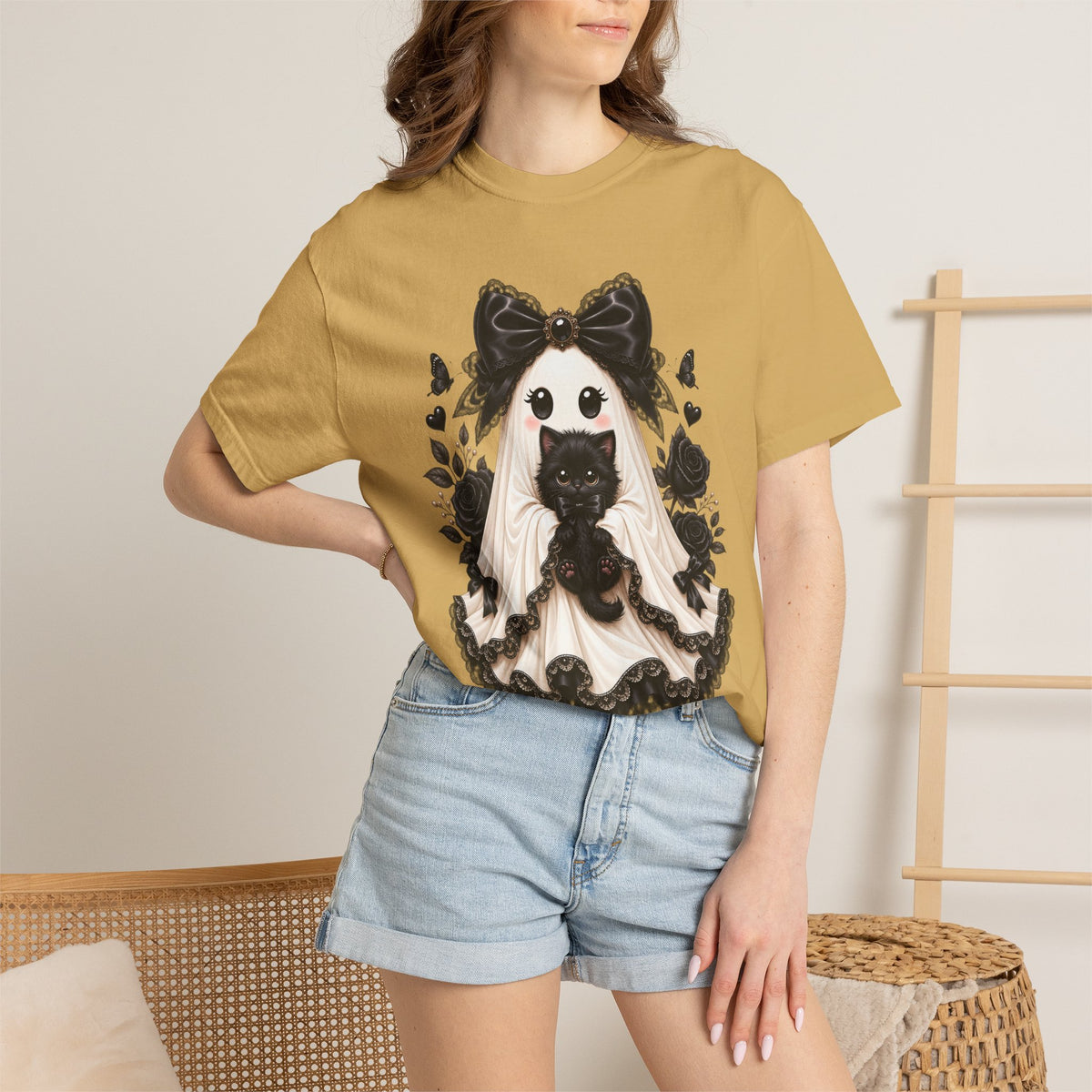 Lace Kitten Ghost Tee - Comfort Colors