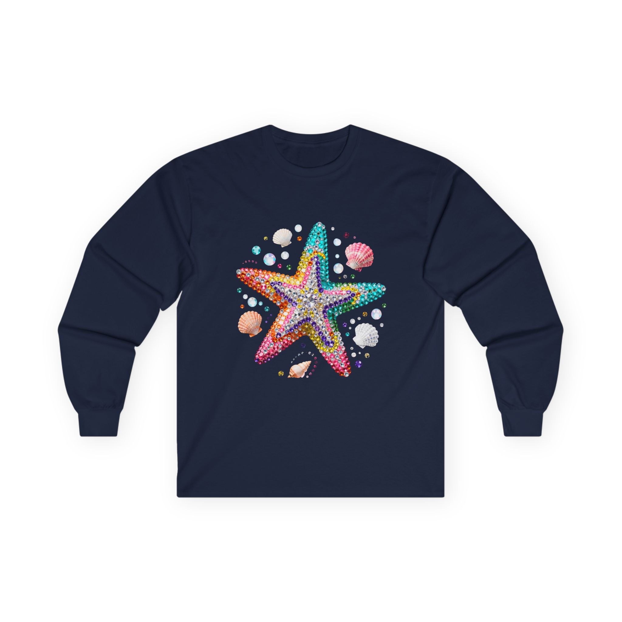 Jeweled Starfish Long Sleeve Tee - Gildan