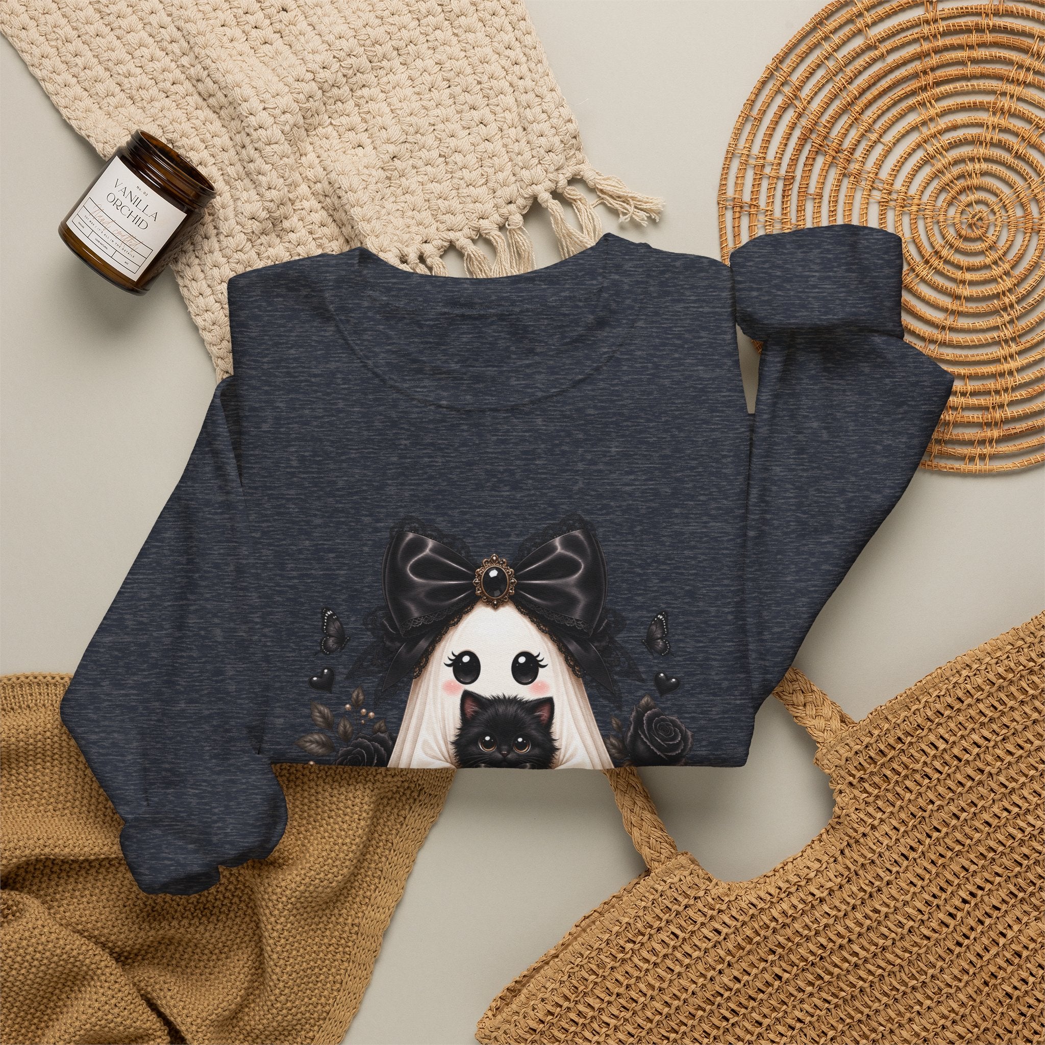 Lace Kitten Ghost Sweatshirt - Gildan
