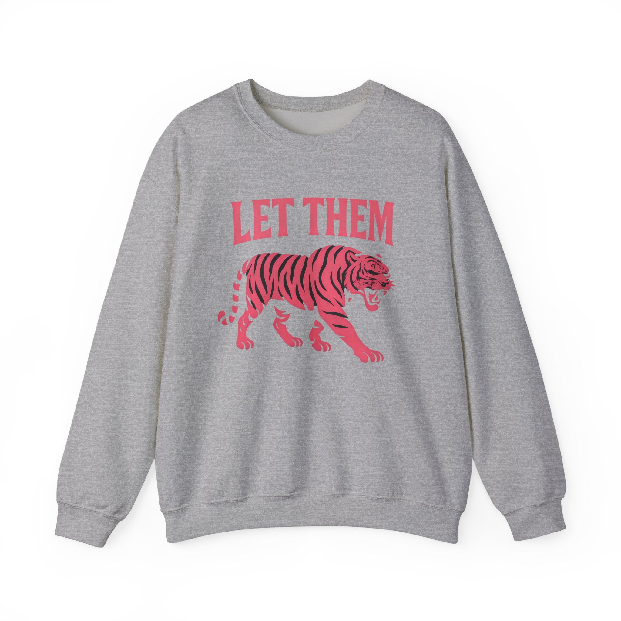 Let Them Tiger Crewneck Sweatshirt — Pink Graphic Tiger Pullover