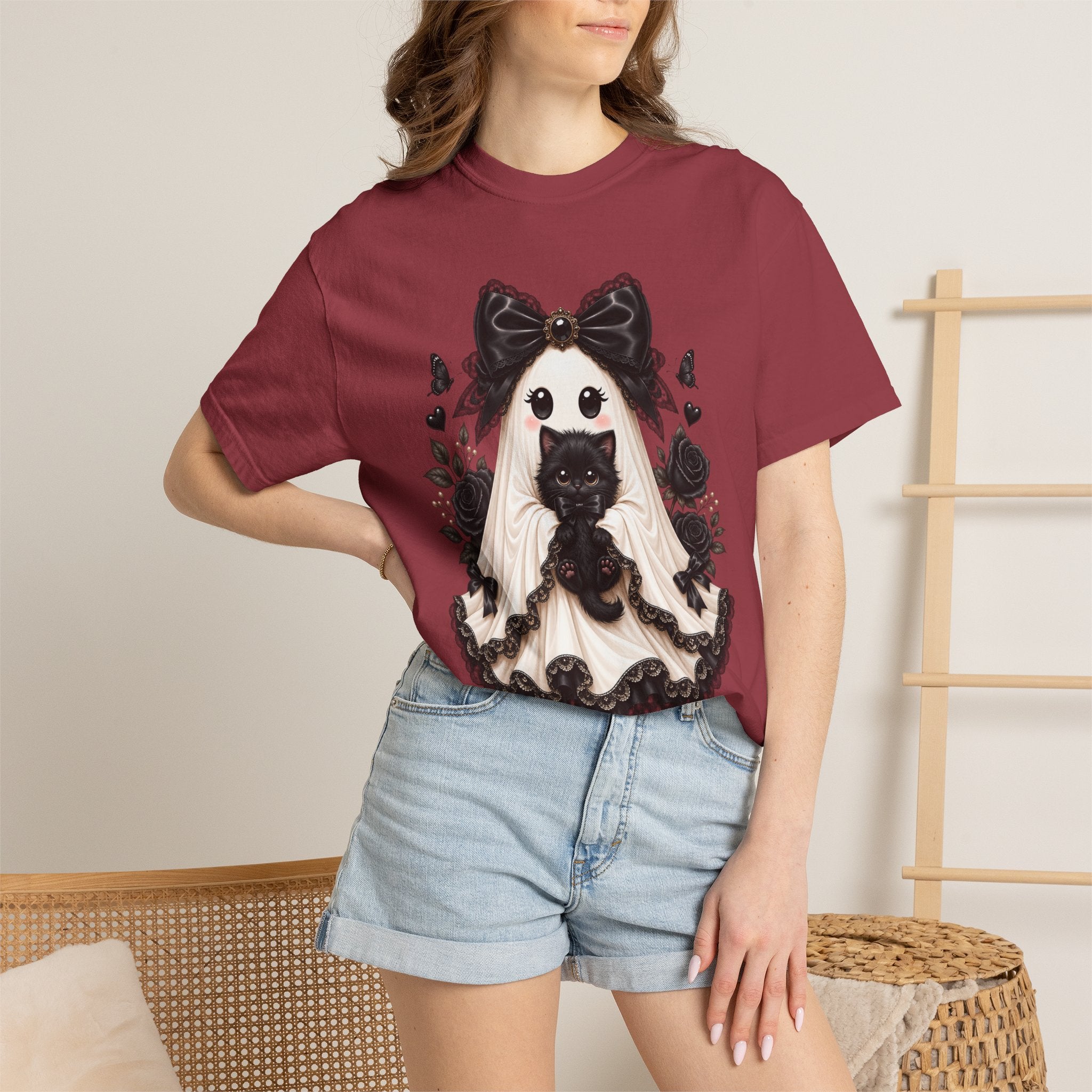 Lace Kitten Ghost Tee - Comfort Colors