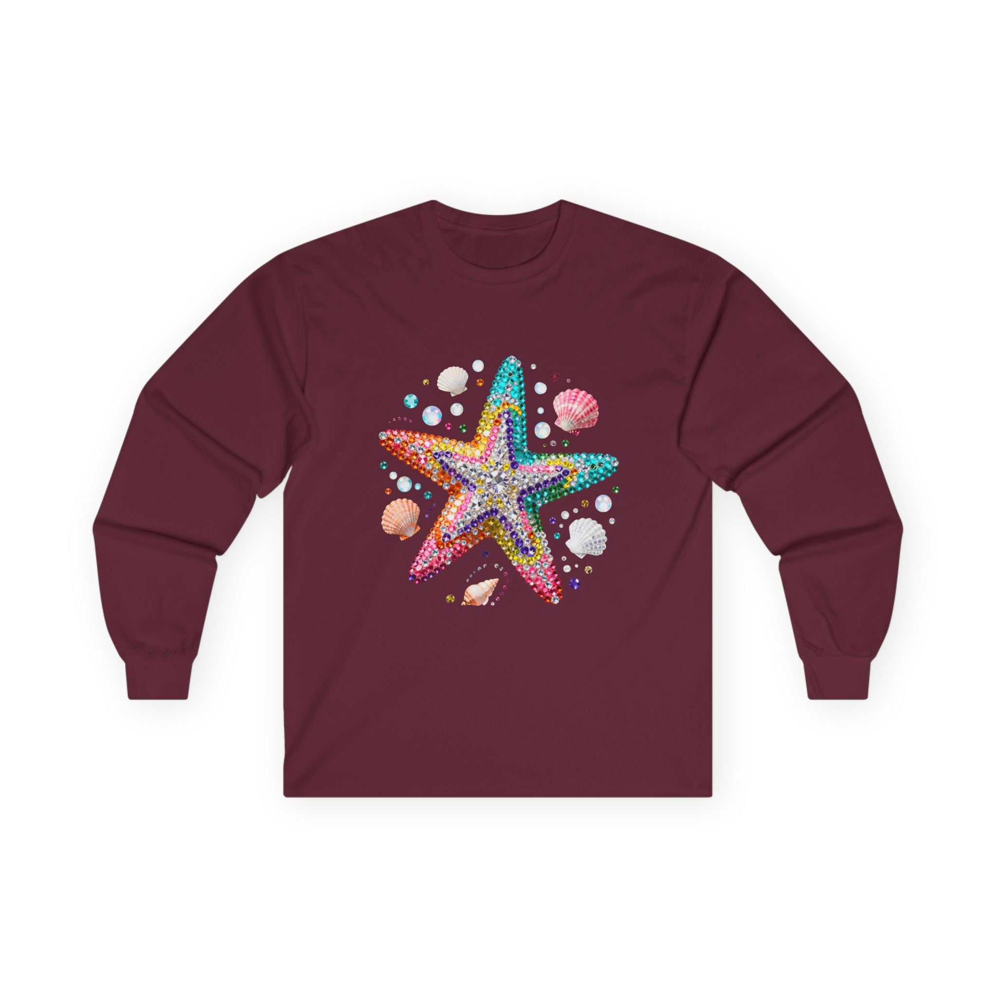 Jeweled Starfish Long Sleeve Tee - Gildan