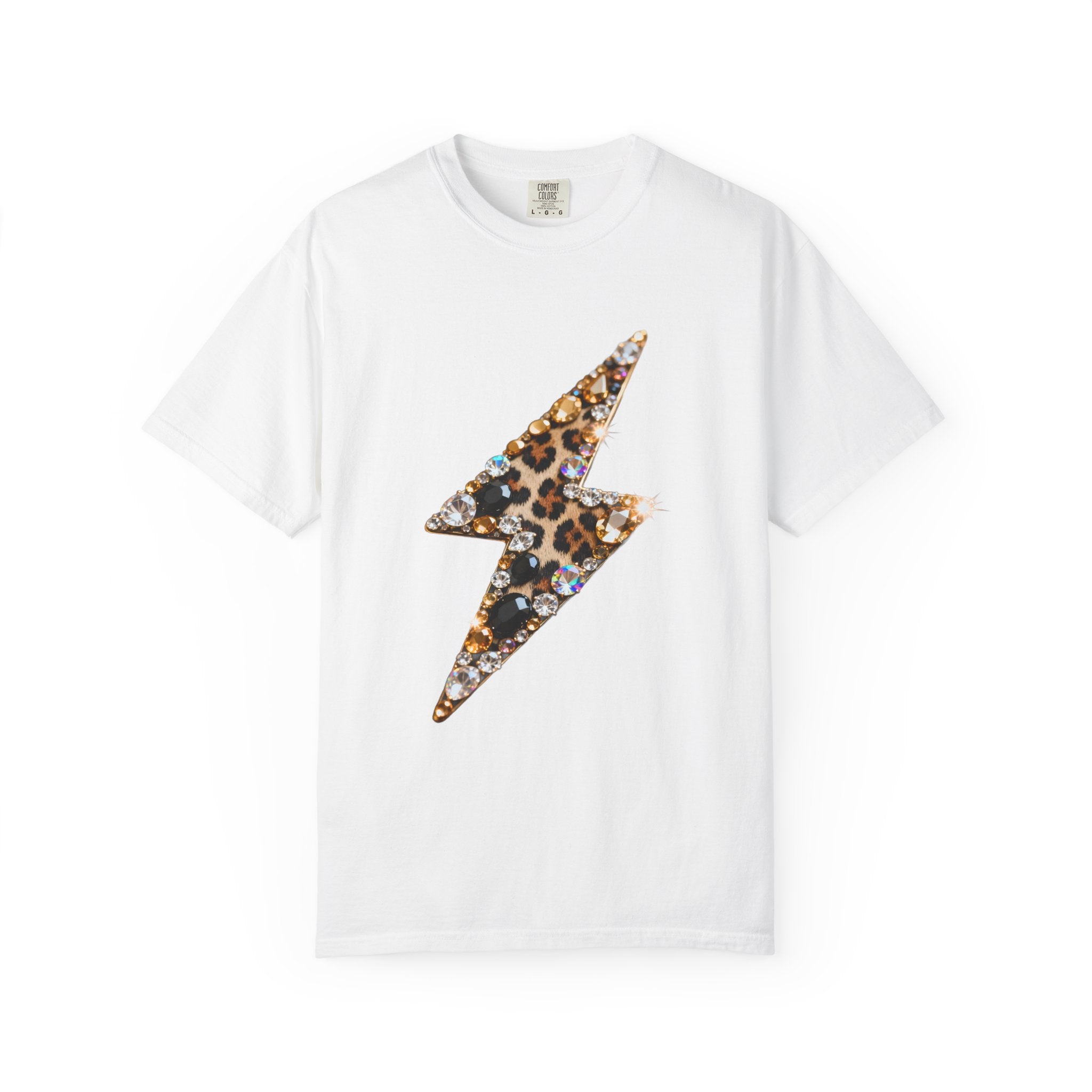 Leopard Gemstone Lightning Bolt T‑Shirt