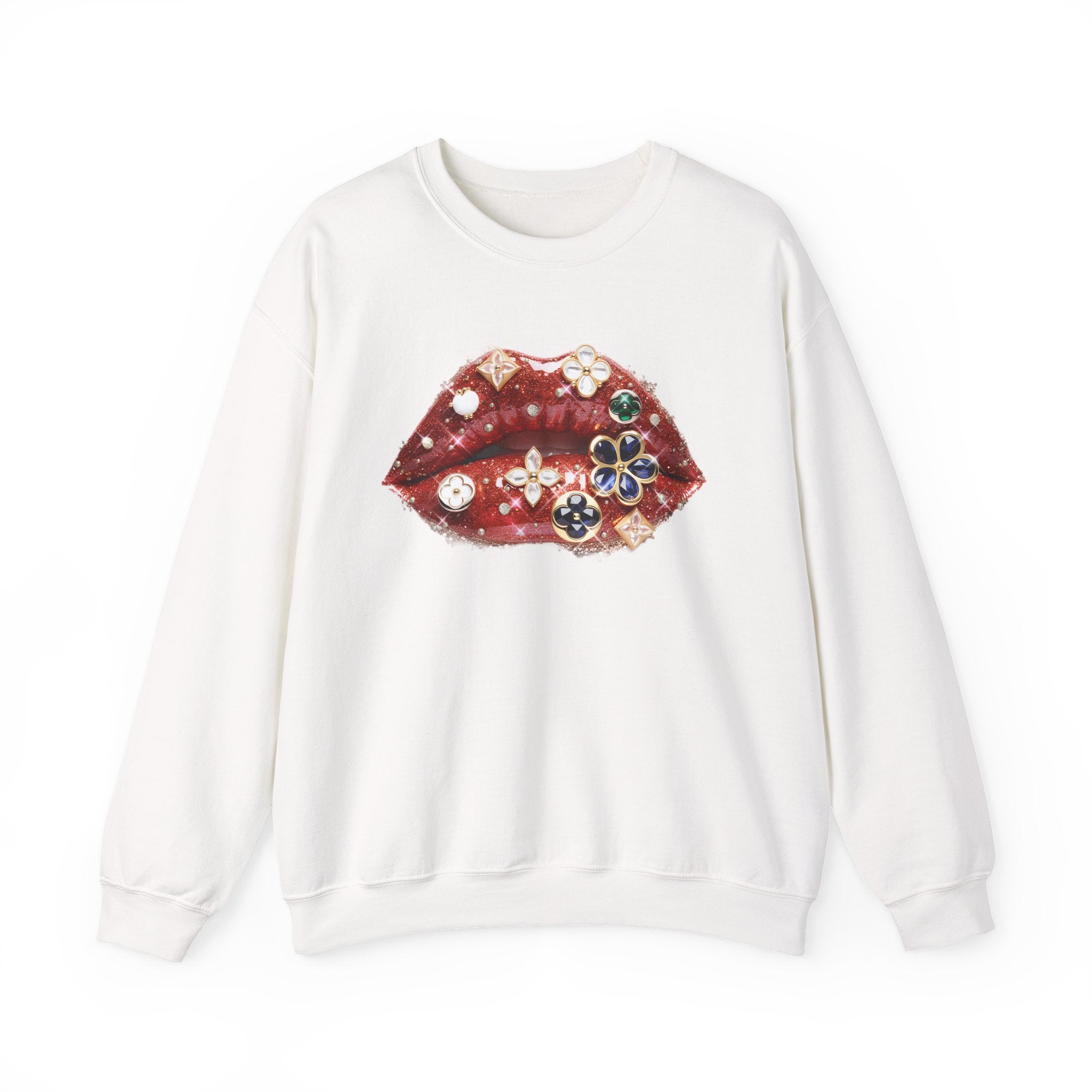 Jeweled Lips Crewneck Sweatshirt - Gildan Brand