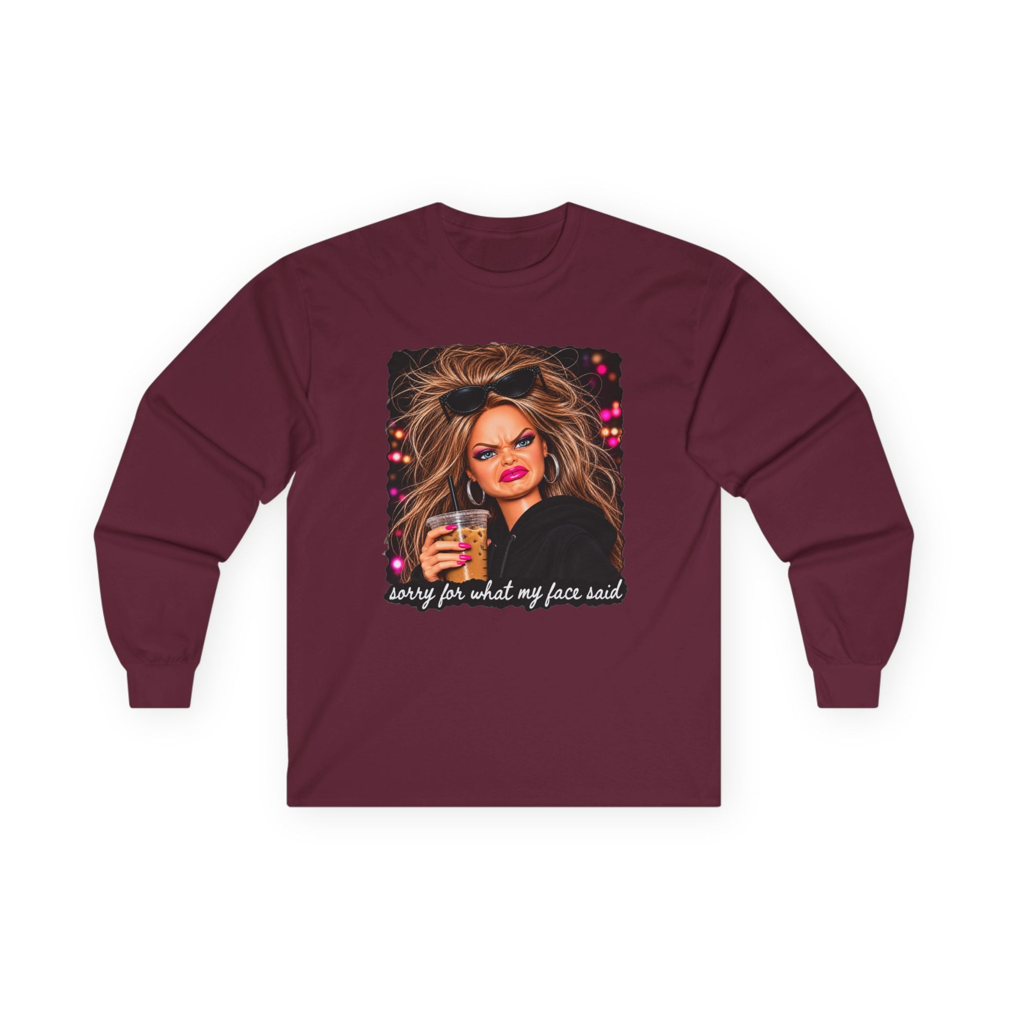 Sorry For What My Face Said Long Sleeve Tee - Gildan