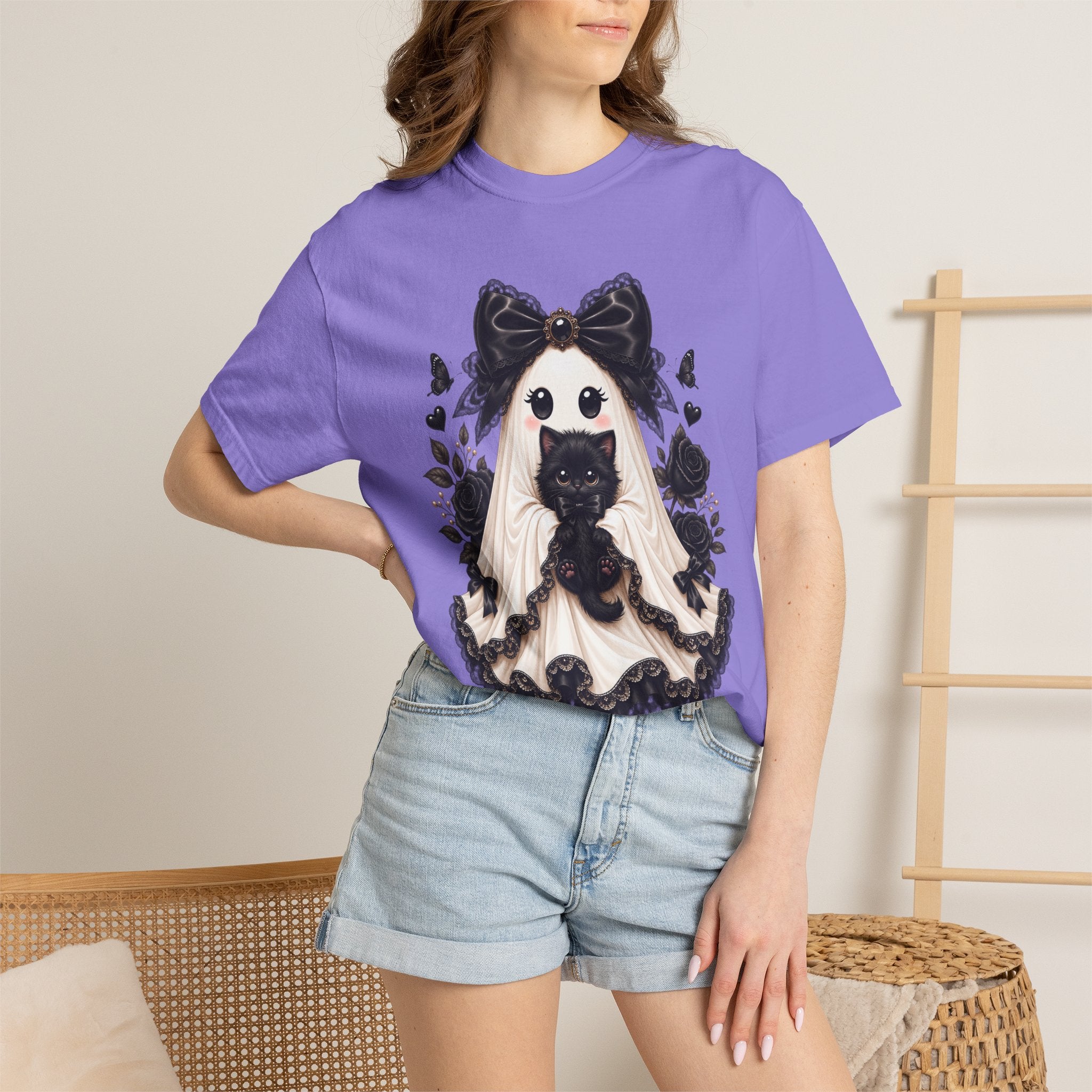 Lace Kitten Ghost Tee - Comfort Colors