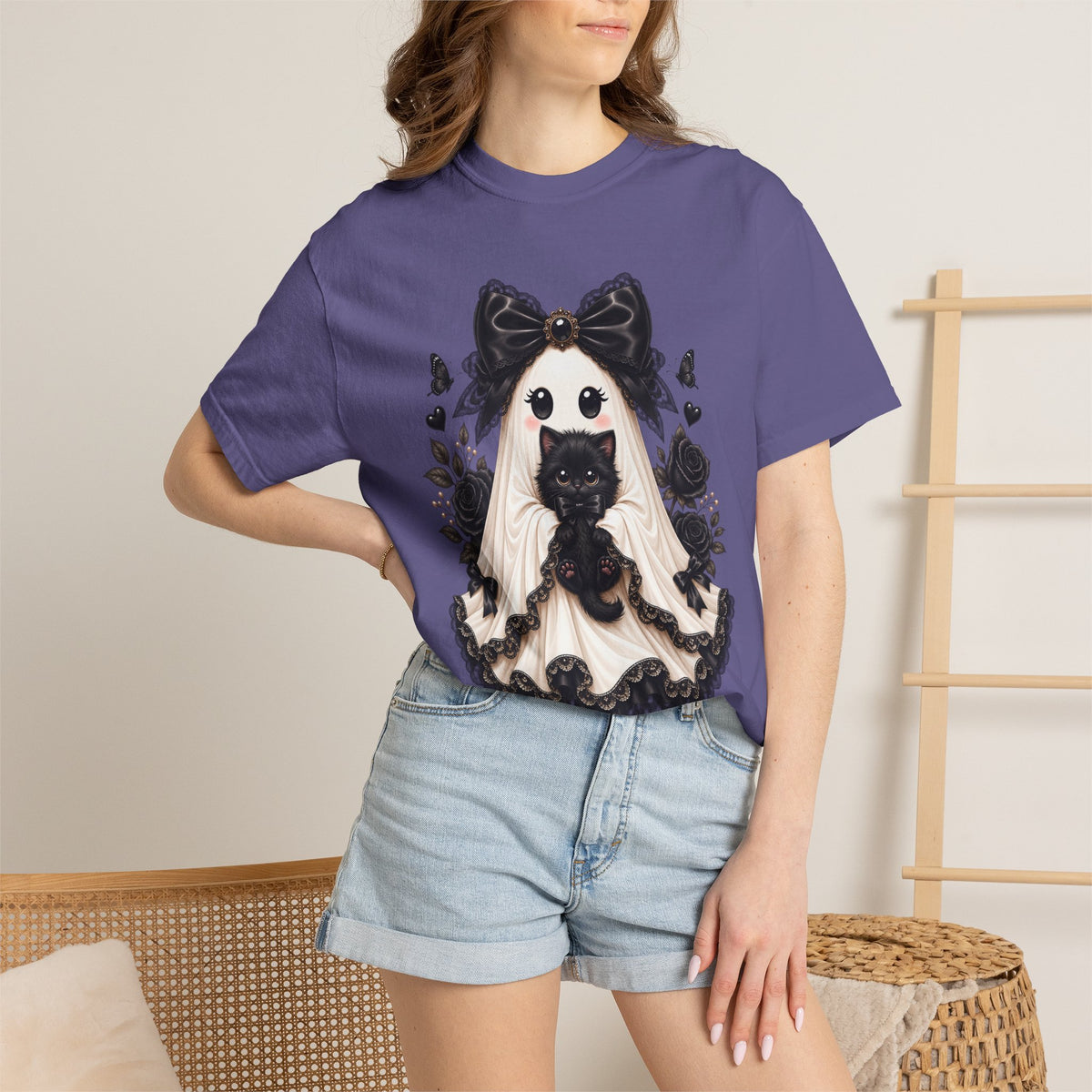 Lace Kitten Ghost Tee - Comfort Colors