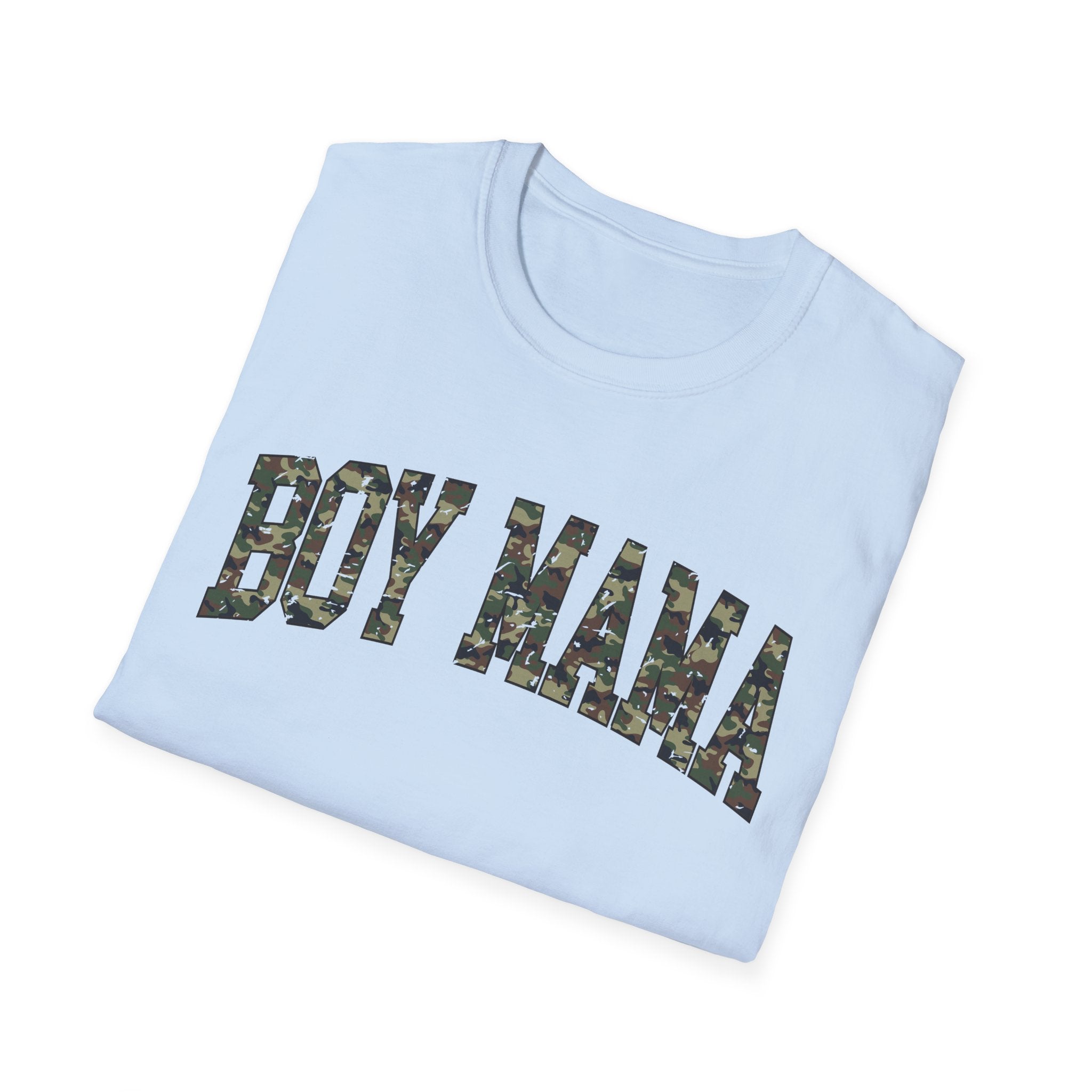 Boy Mama T-Shirt — Camo Lettering Mom Tee