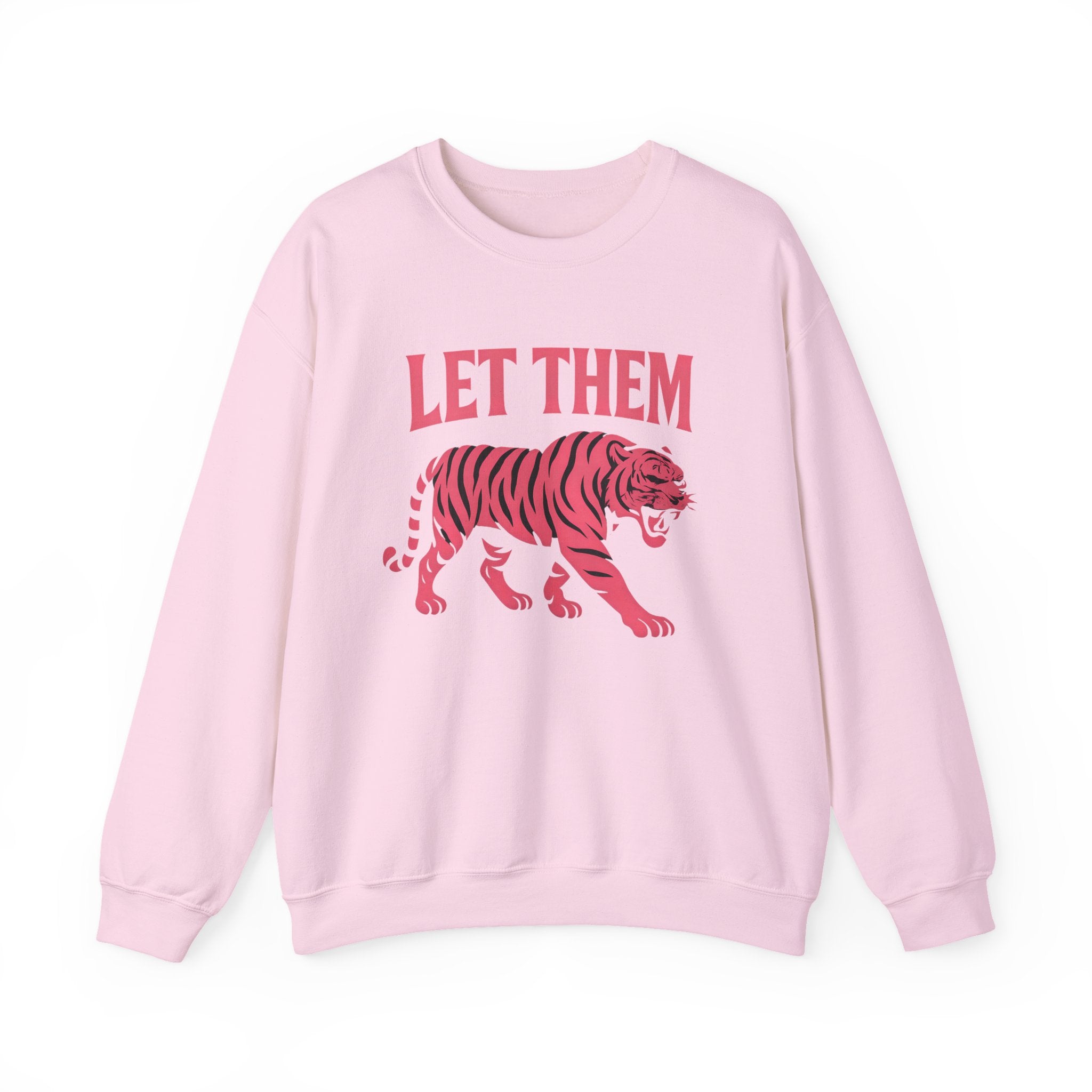 Let Them Tiger Crewneck Sweatshirt — Pink Graphic Tiger Pullover