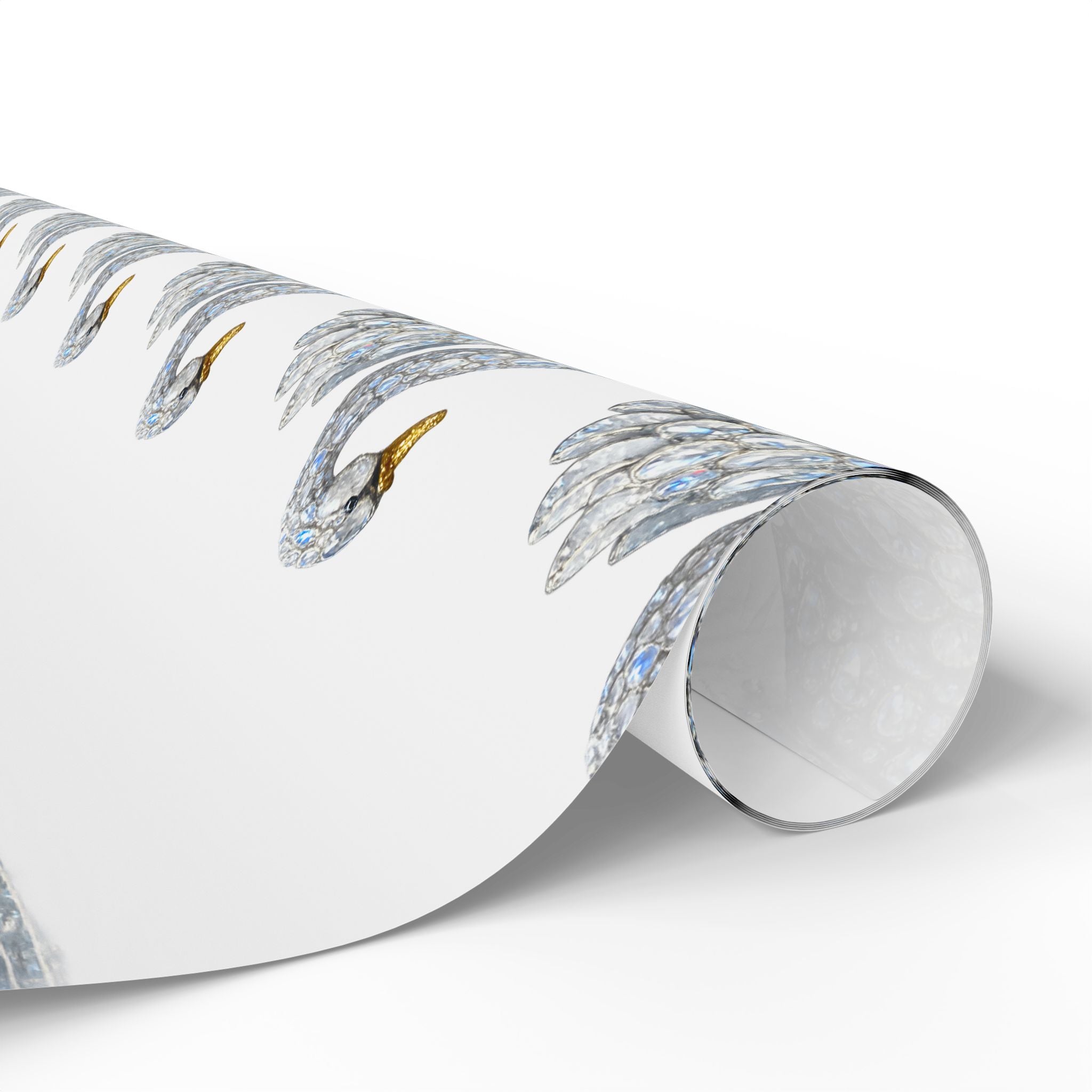 Gemstone Swan Wrapping Paper — Elegant Silver Swan Gift Wrap