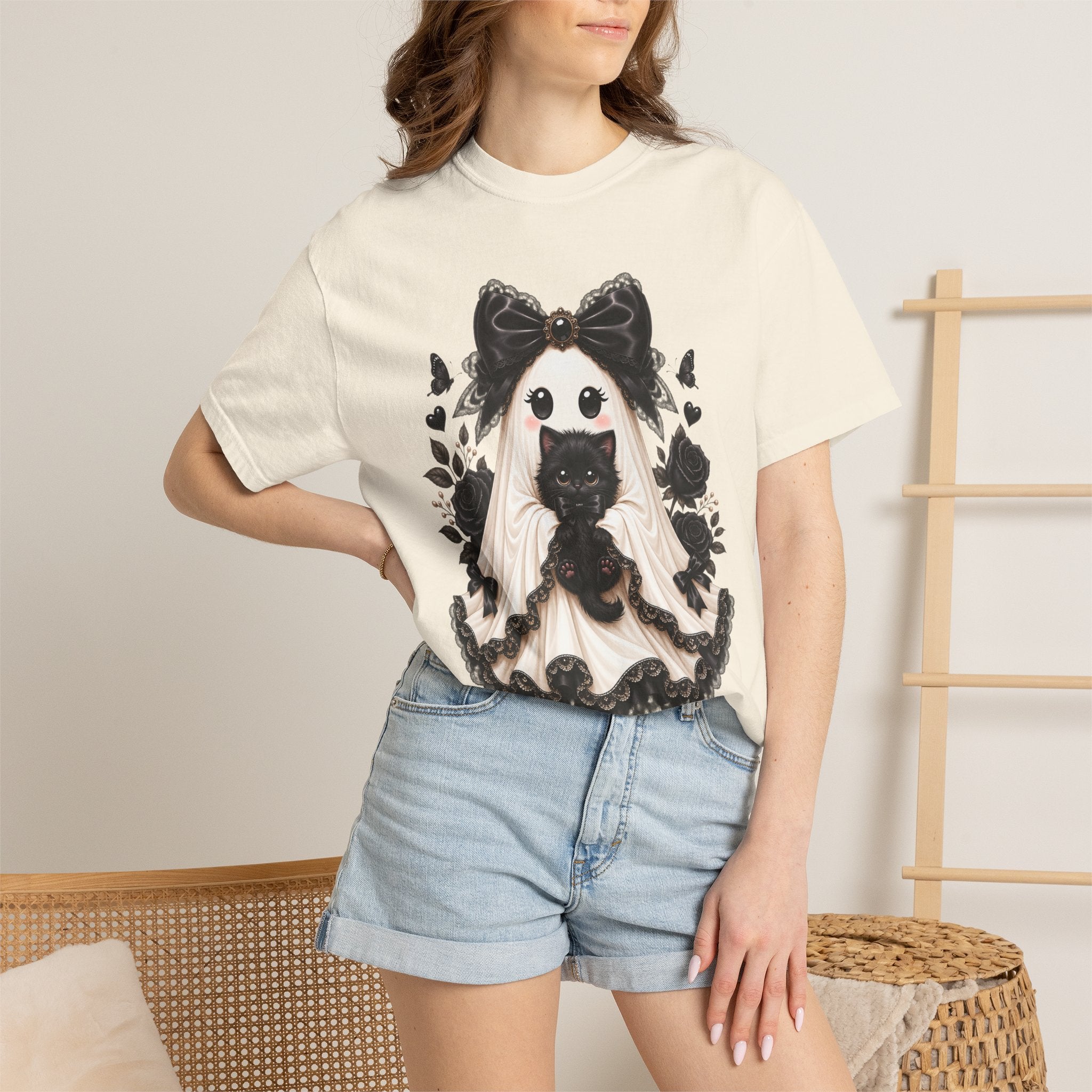 Lace Kitten Ghost Tee - Comfort Colors
