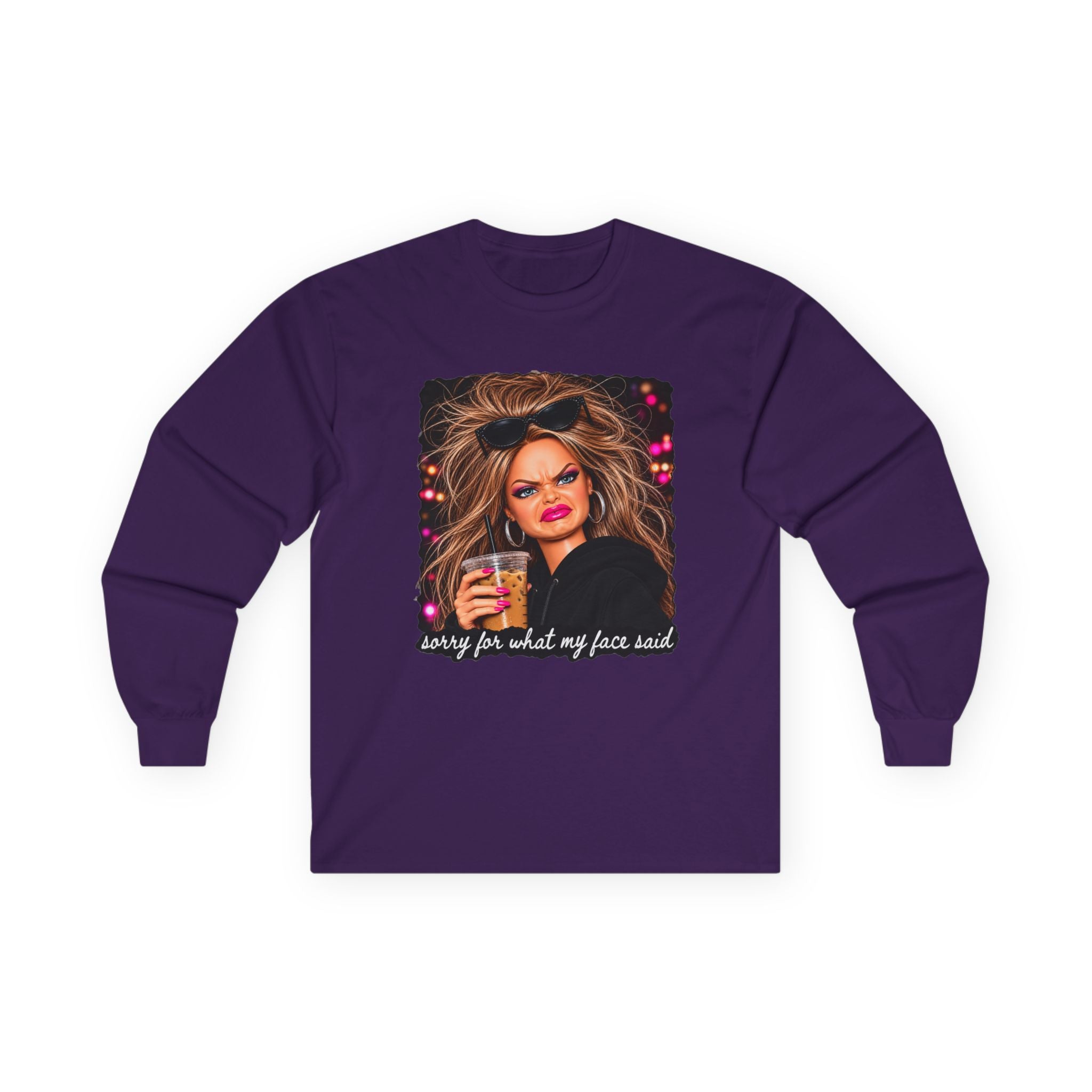Sorry For What My Face Said Long Sleeve Tee - Gildan