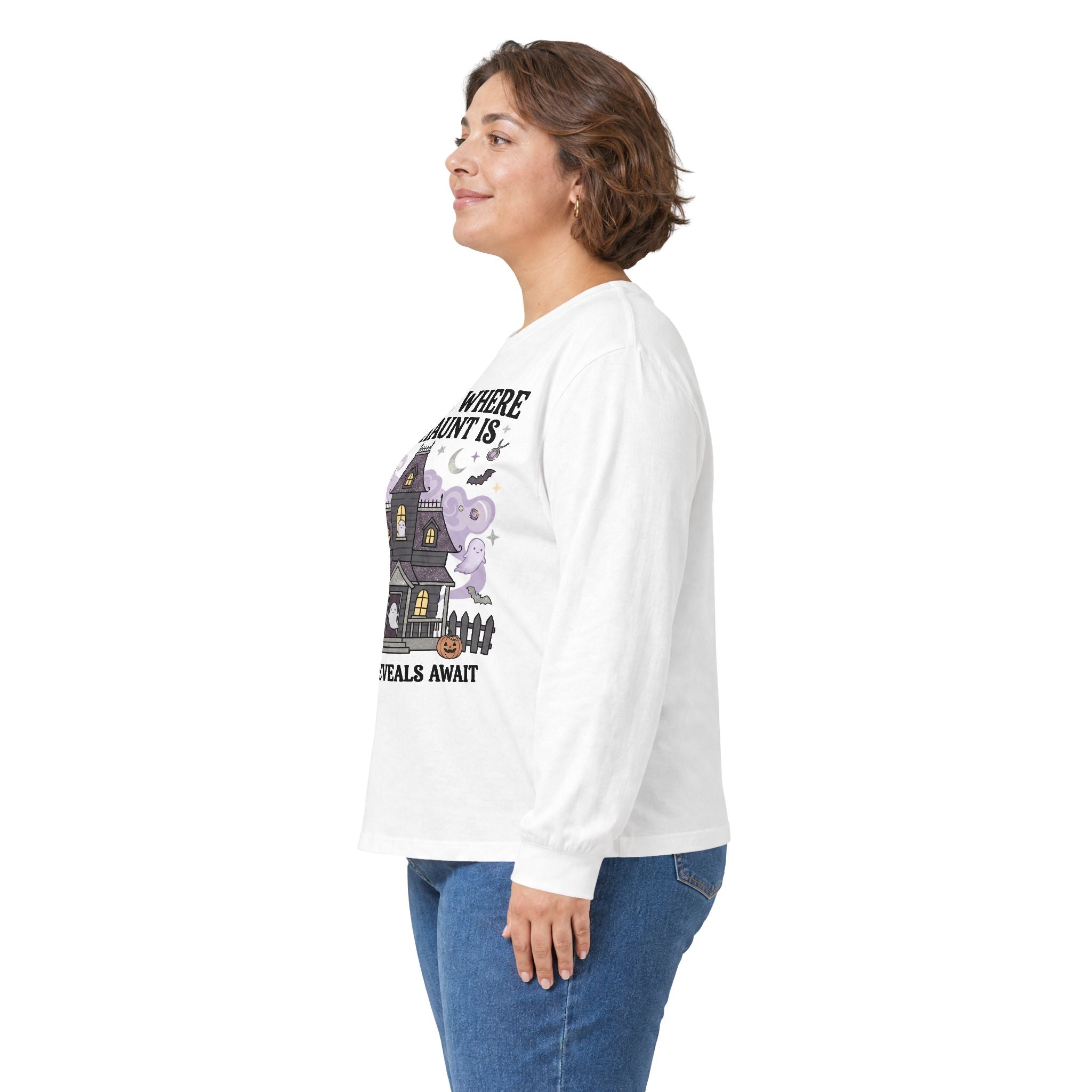 Home Is Where The Haunt Is Long Sleeve Tee - Gildan