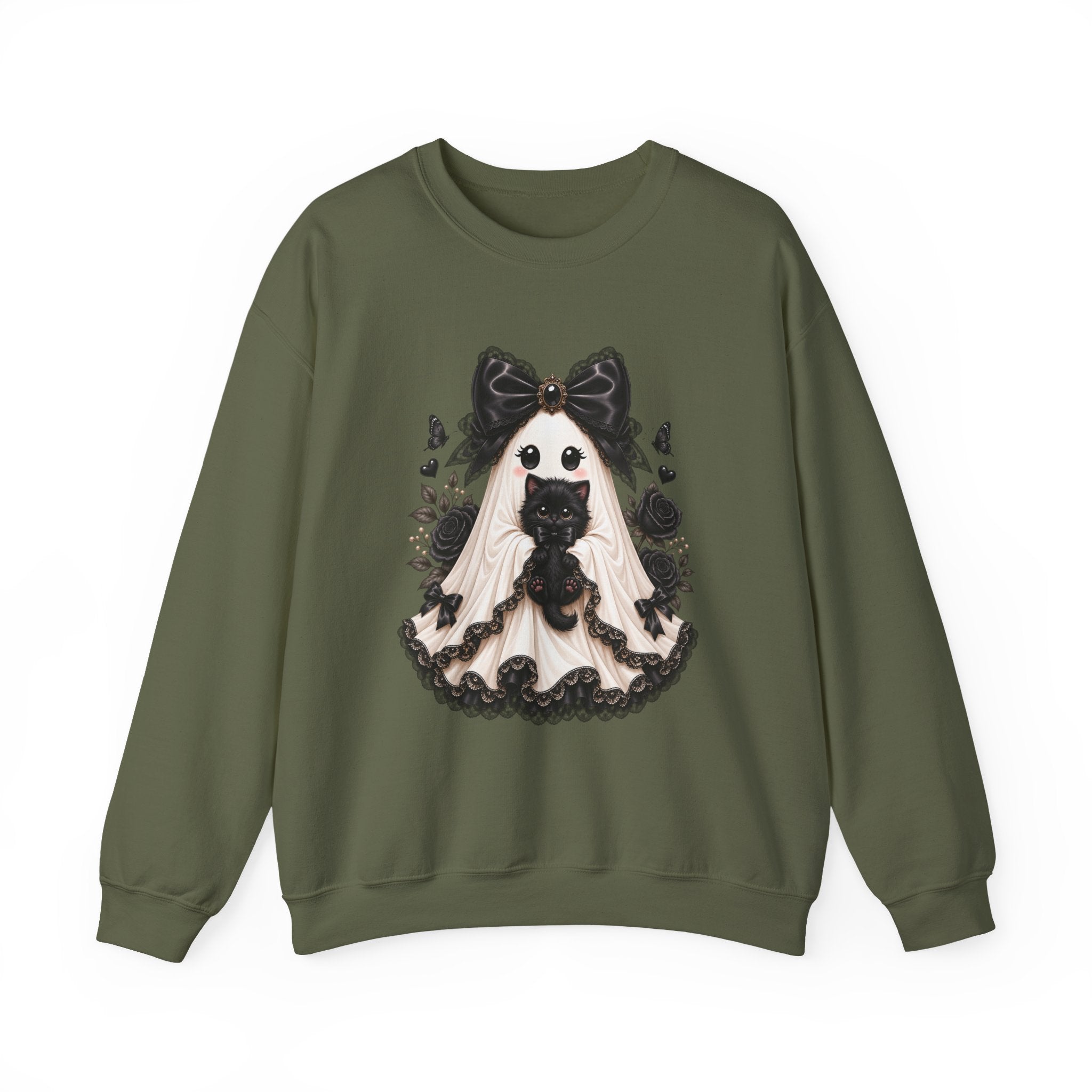 Lace Kitten Ghost Sweatshirt - Gildan