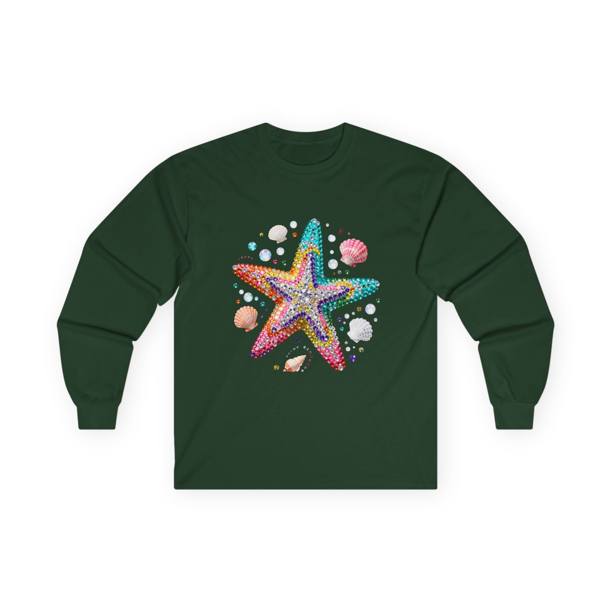 Jeweled Starfish Long Sleeve Tee - Gildan